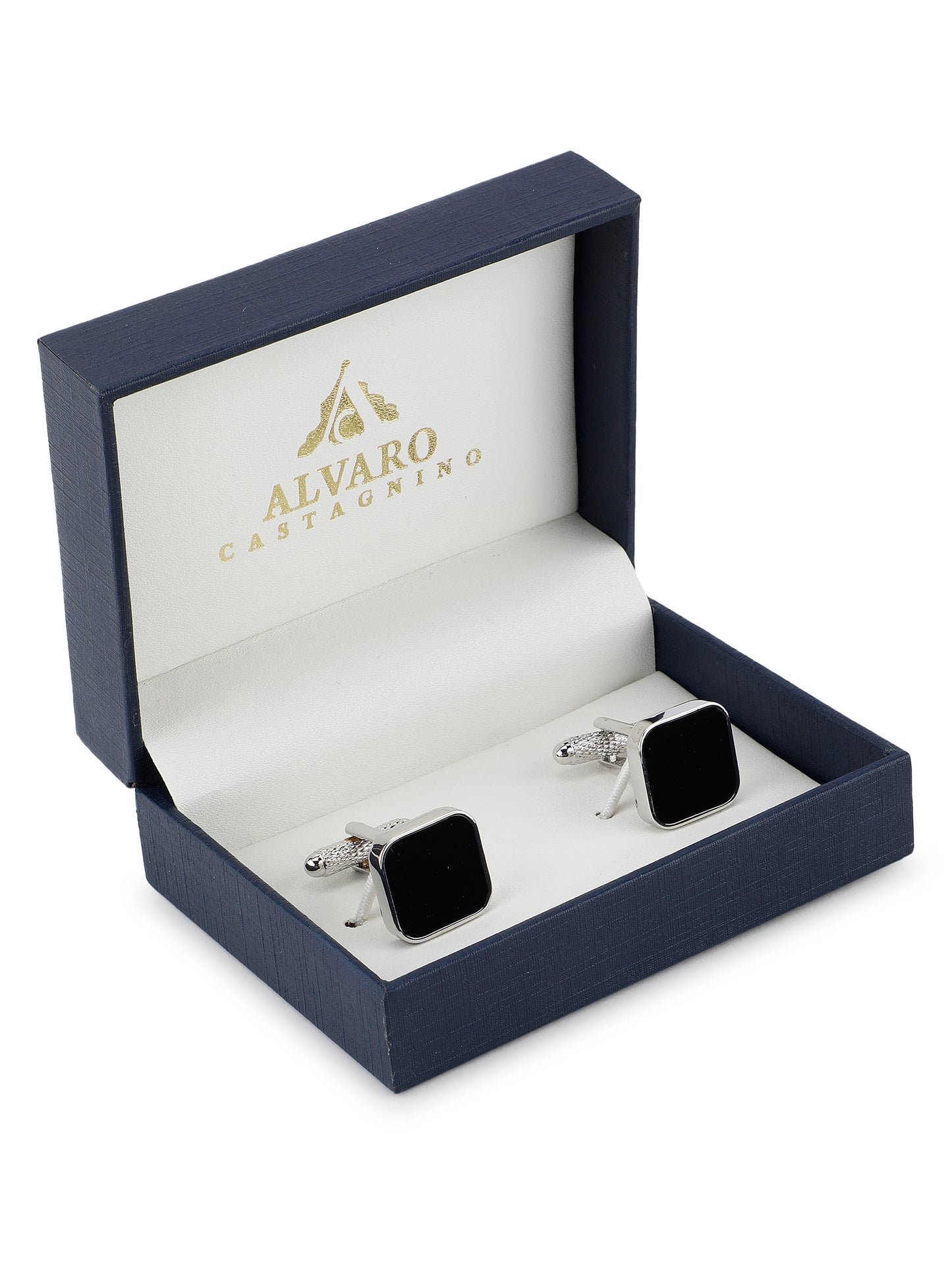 Alvaro Castagnino Black & Silver Coloured Cufflink for Men