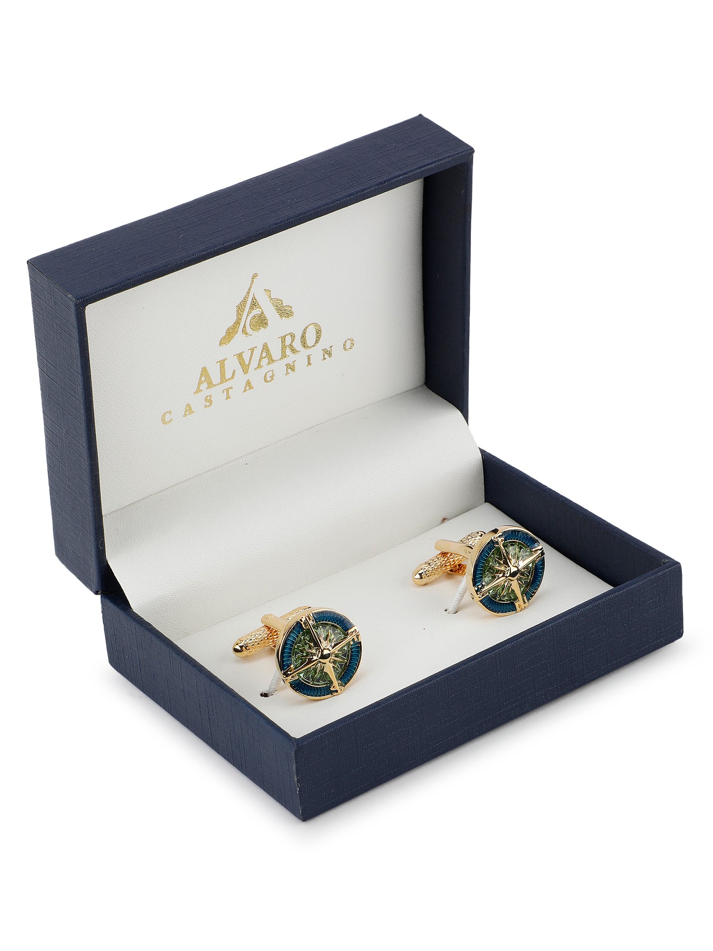 Alvaro Castagnino Turquoise Blue & Gold Coloured Cufflink for Men