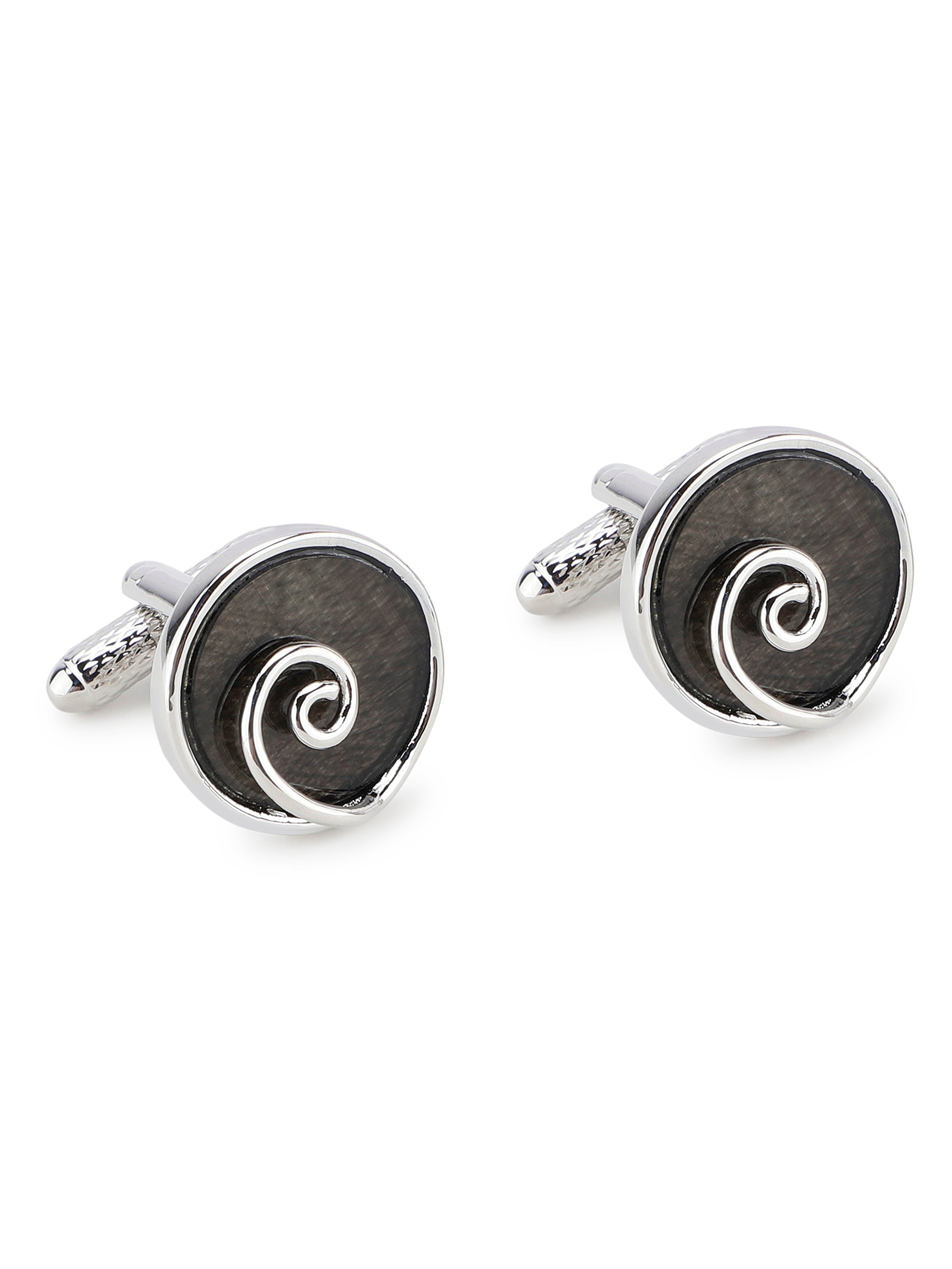 Silver Swirl Round Cufflink