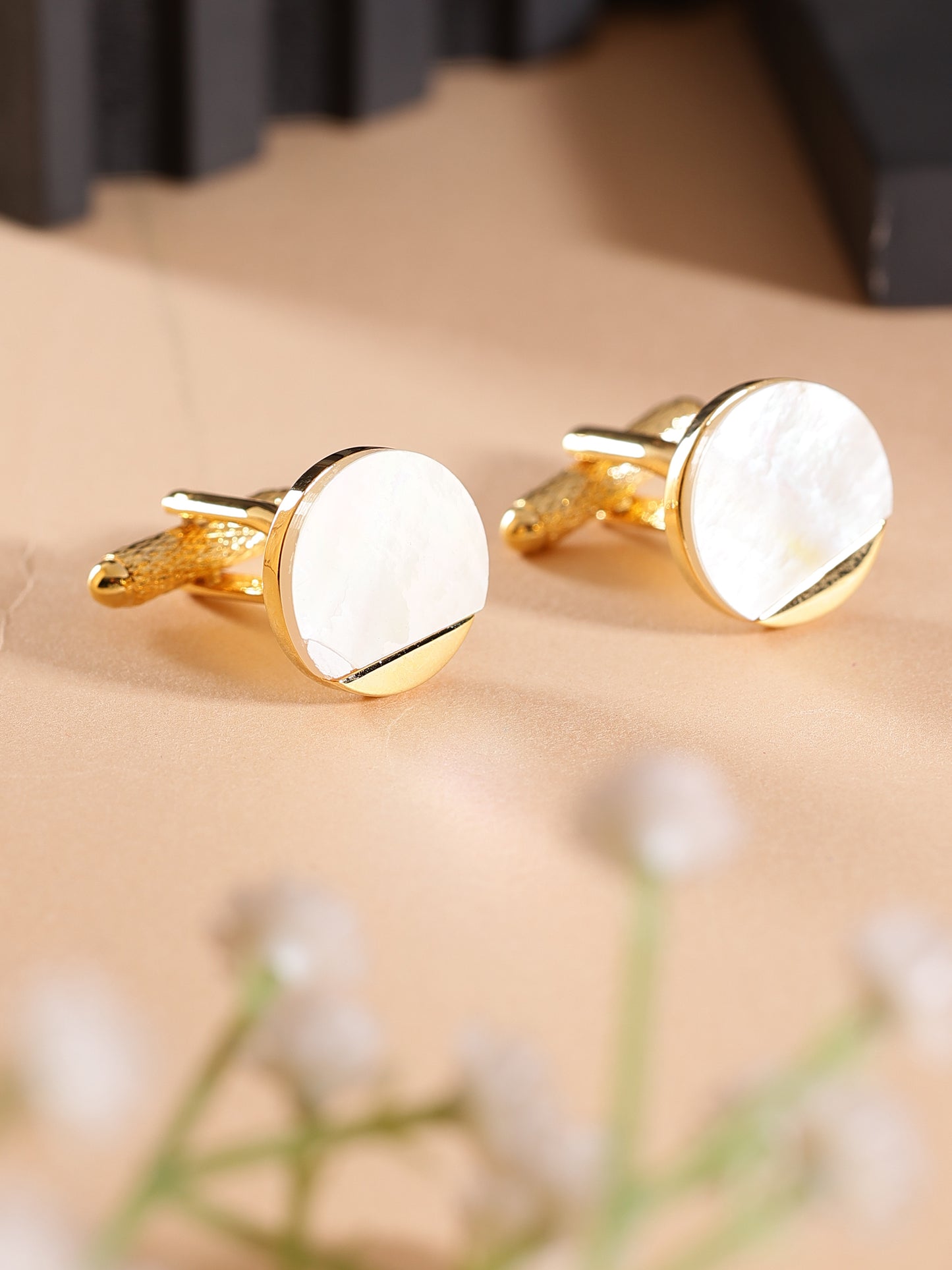 Alvaro Castagnino White & Gold Coloured Cufflink for Men