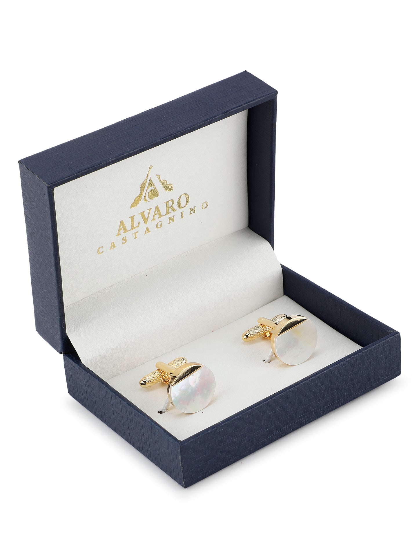 Alvaro Castagnino White & Gold Coloured Cufflink for Men
