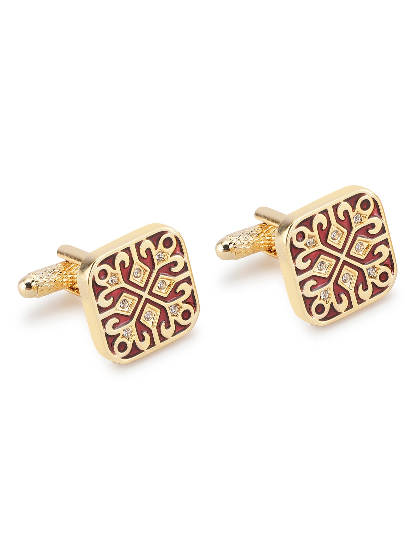 Alvaro Castagnino Maroon & Silver Coloured Cufflink for Men