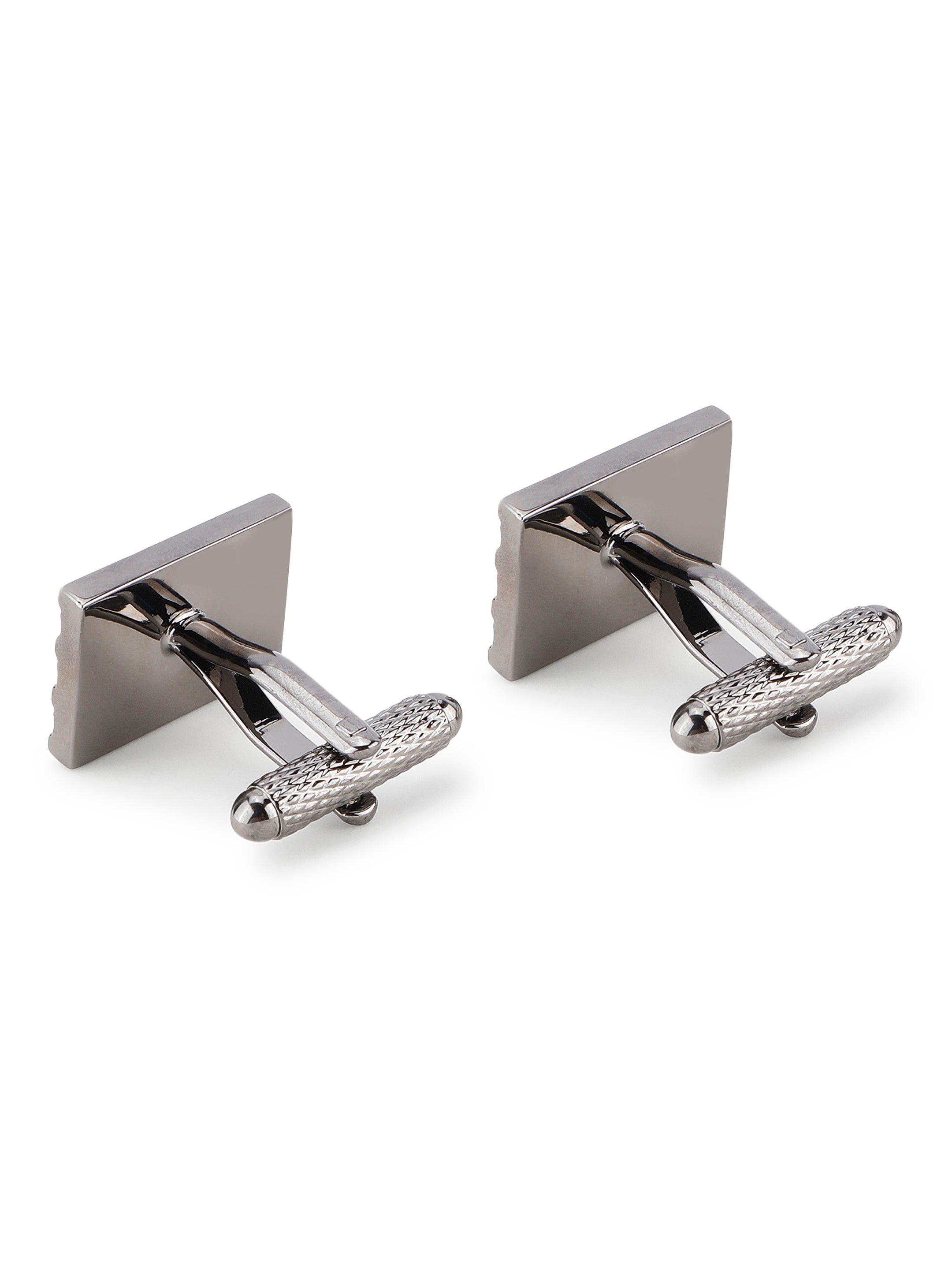 Grey Geometric Engraved Cufflink