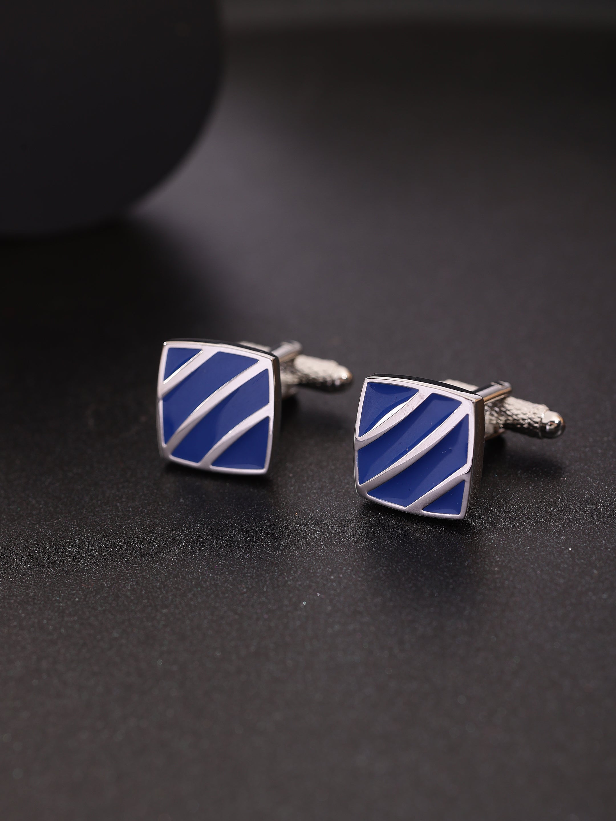 Silver & Blue Enamel Square Cufflink