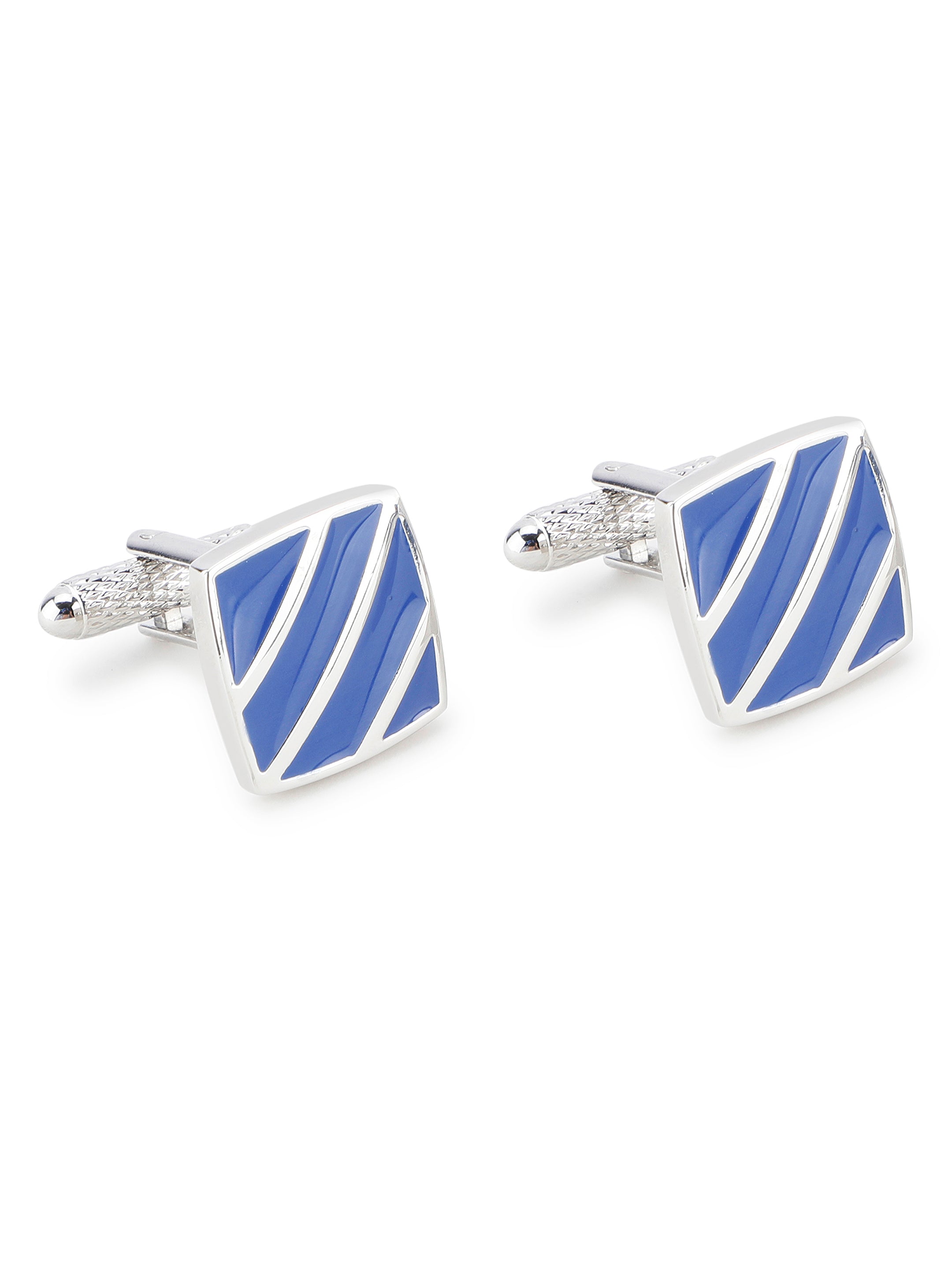 Silver & Blue Enamel Square Cufflink