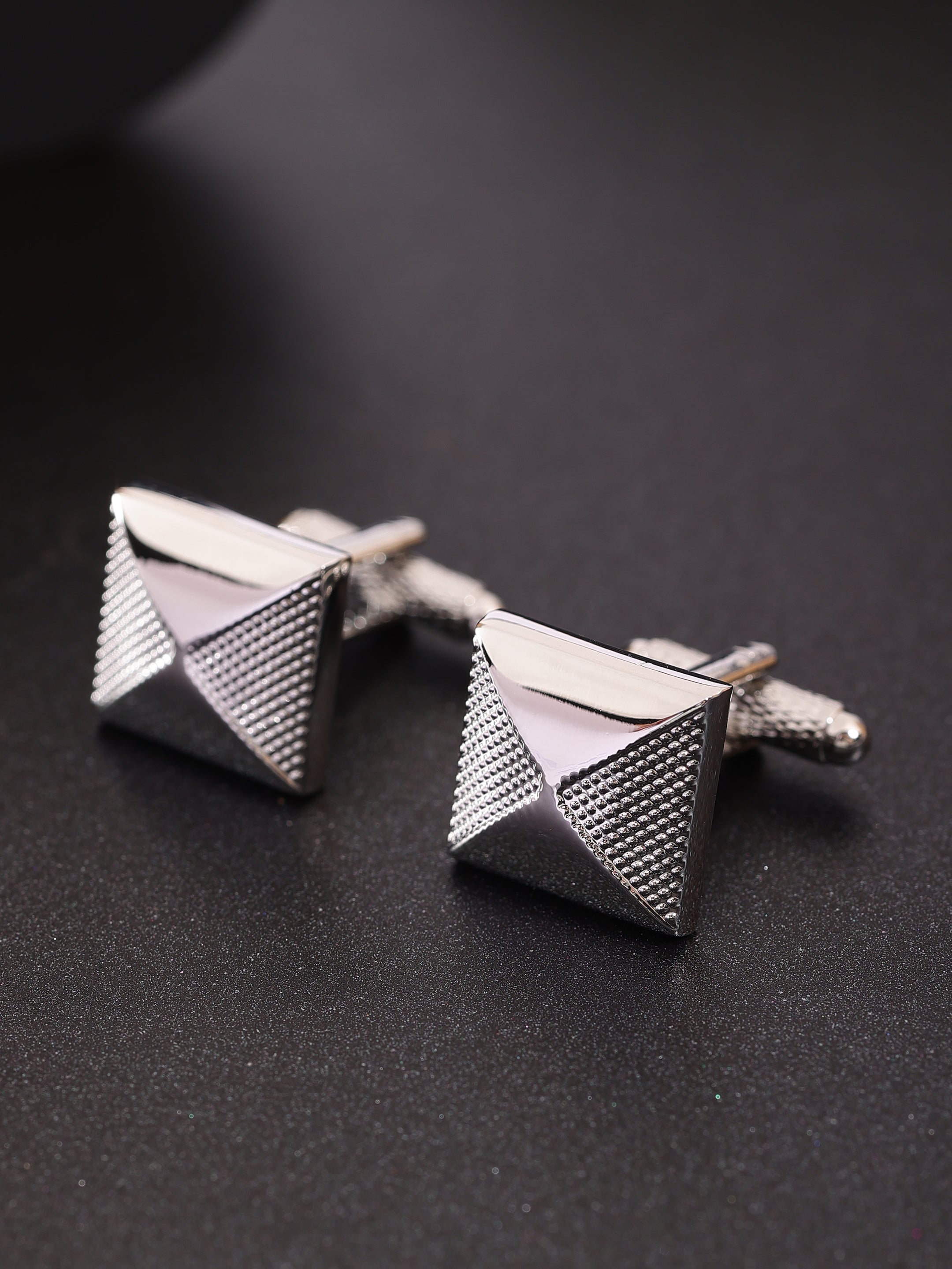 Silver Pyramid Geometric Cufflink