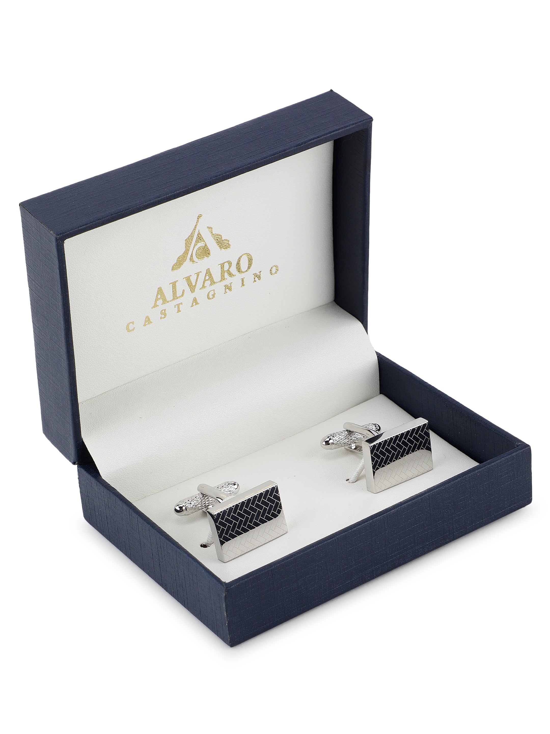 Silver Woven Pattern Cufflink