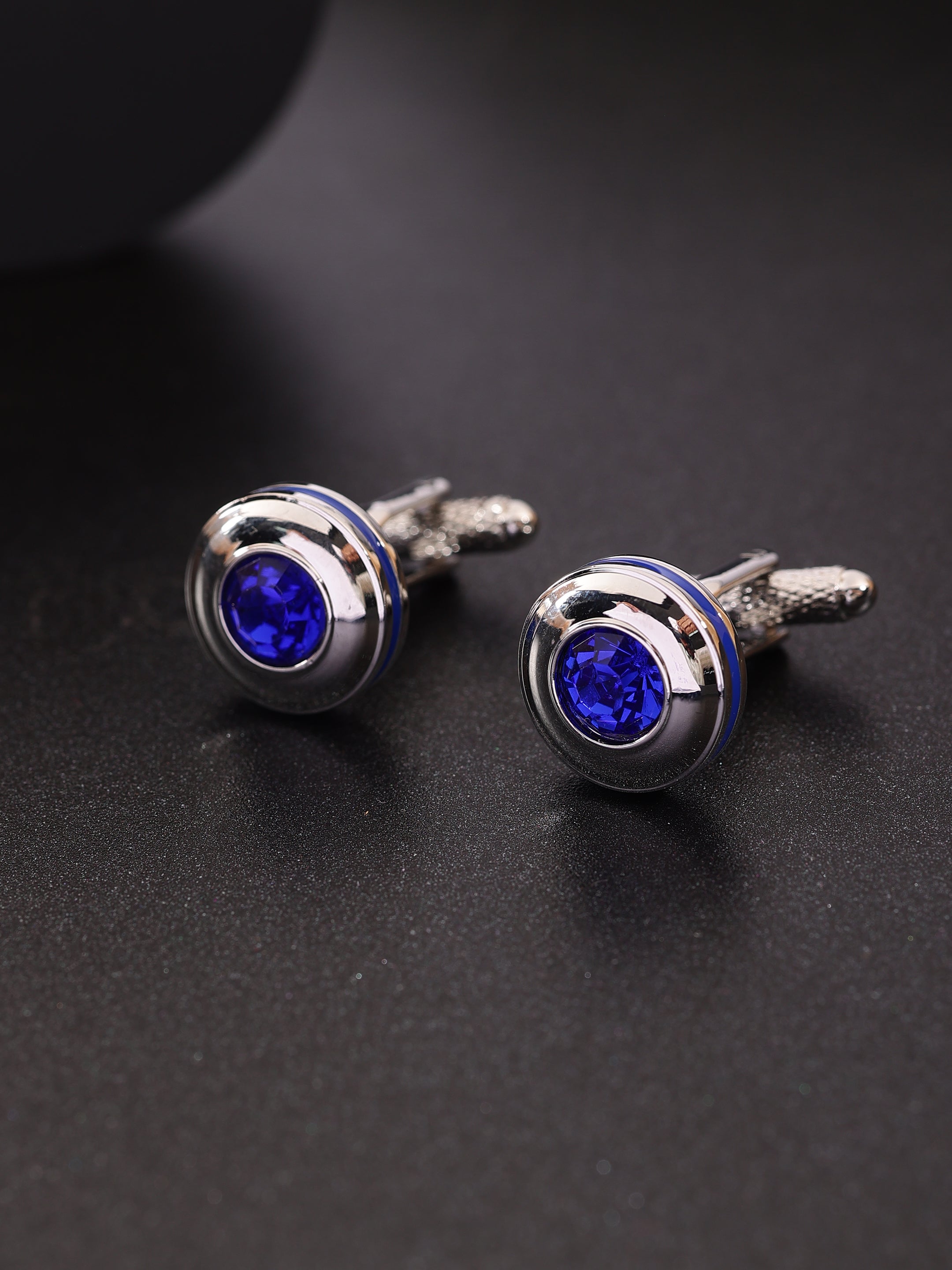 Silver Blue Crystal Cufflink