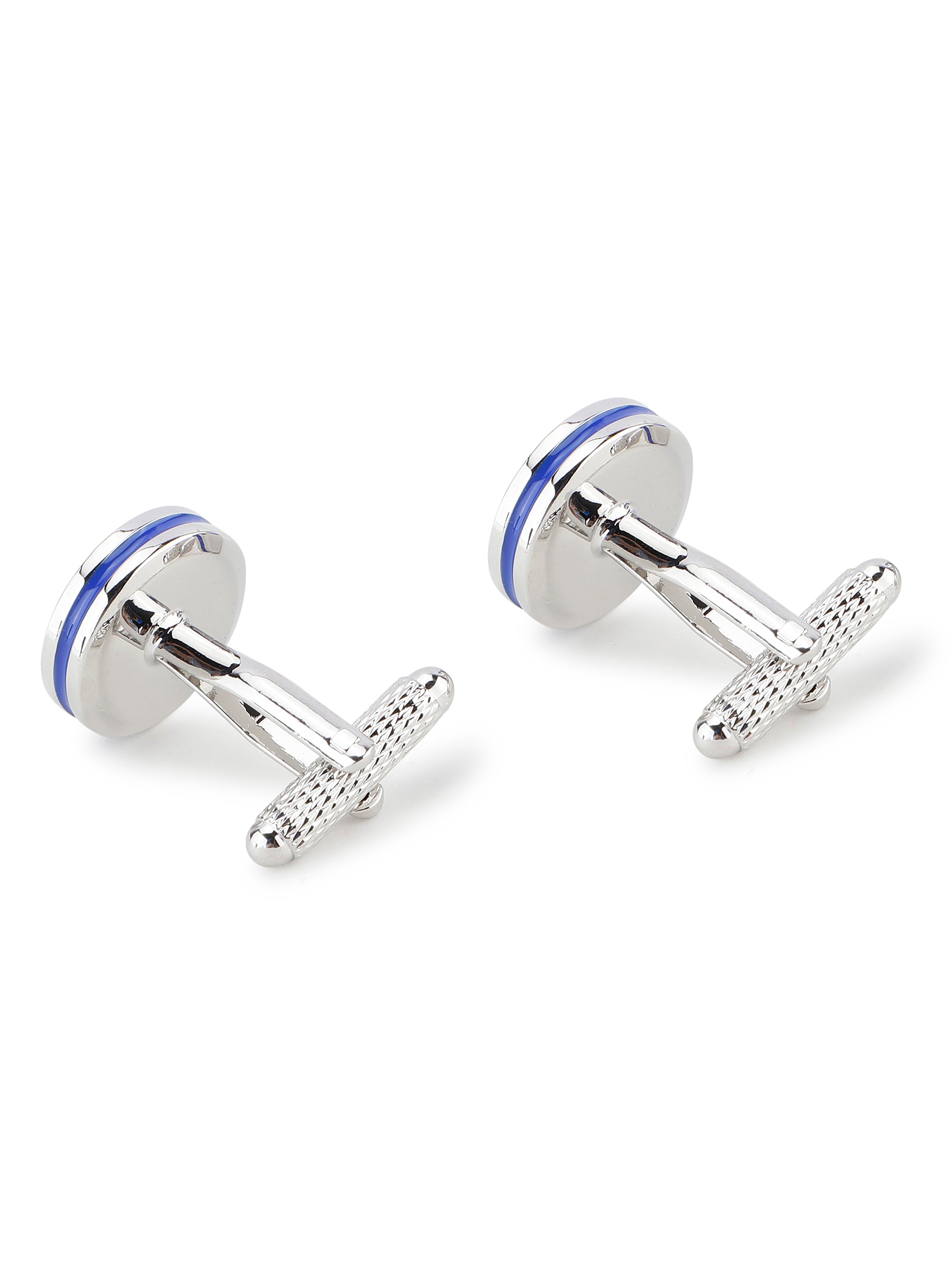Silver Blue Crystal Cufflink