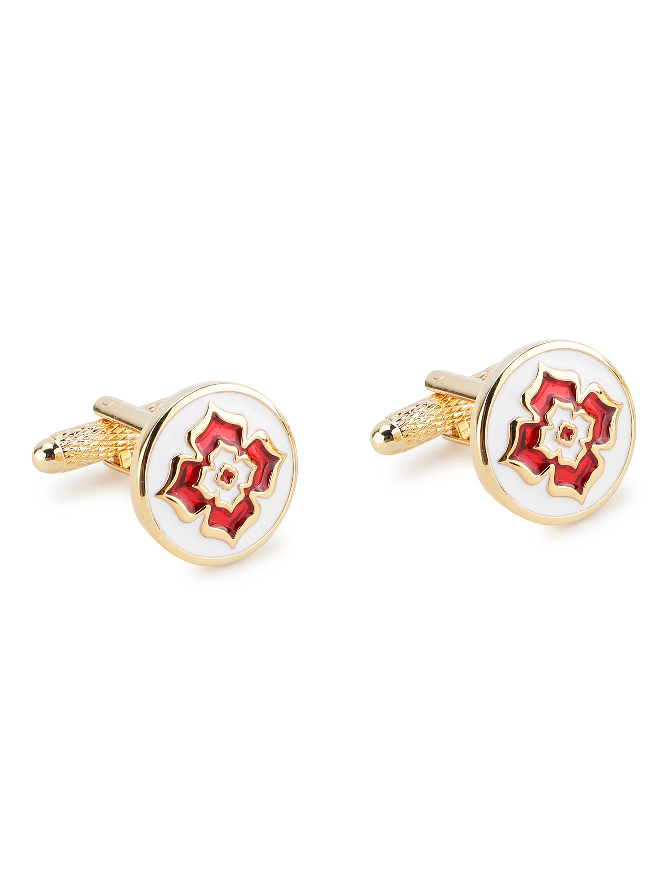 Gold Red Enamel Cufflink