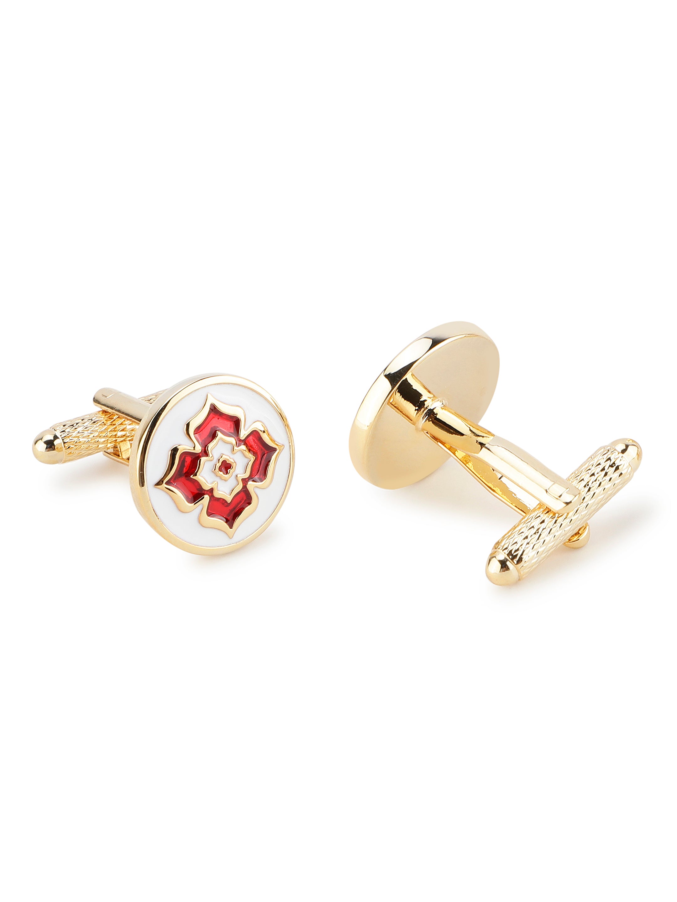 Gold Red Enamel Cufflink
