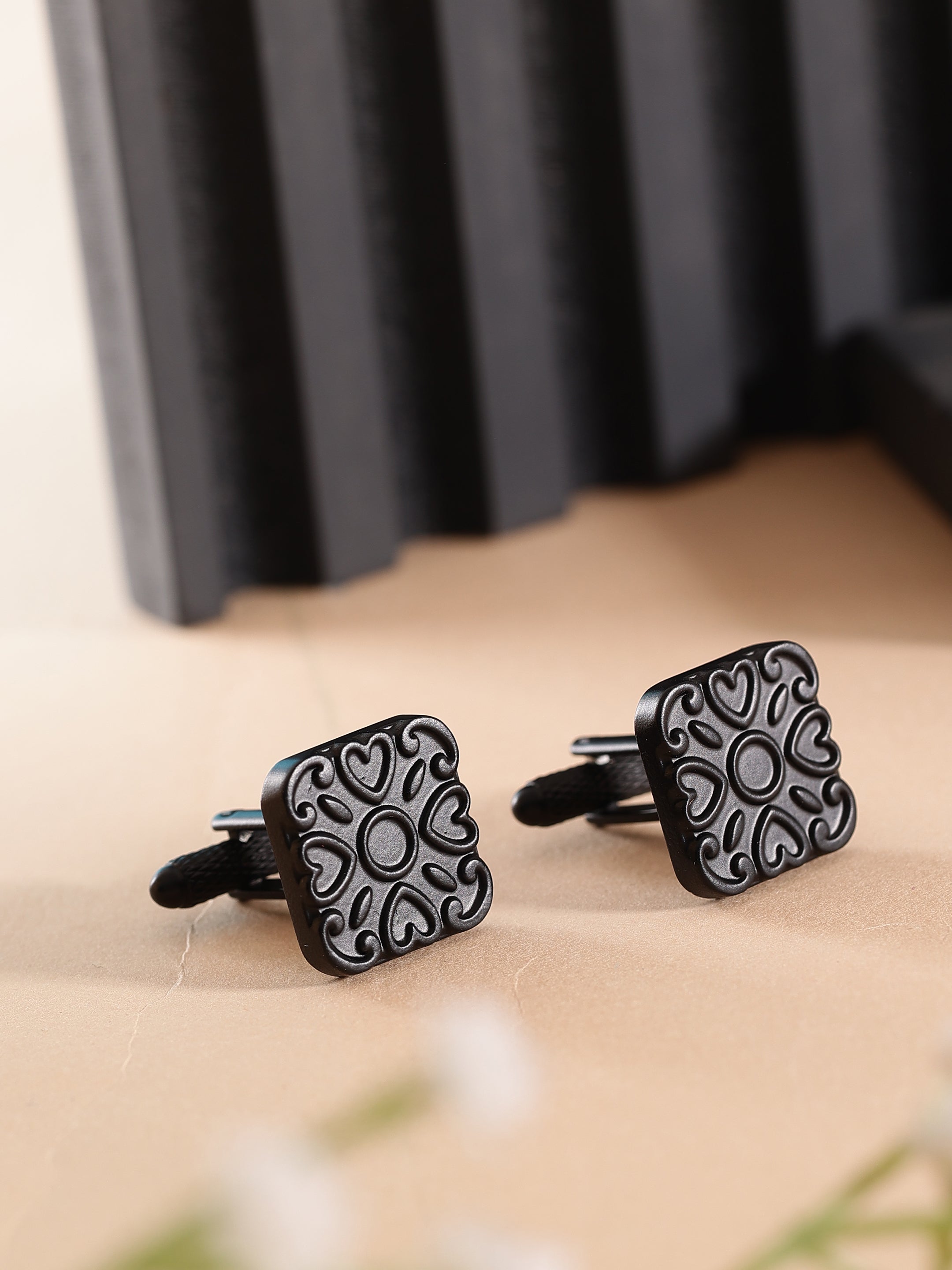 Black Heart Pattern Cufflink