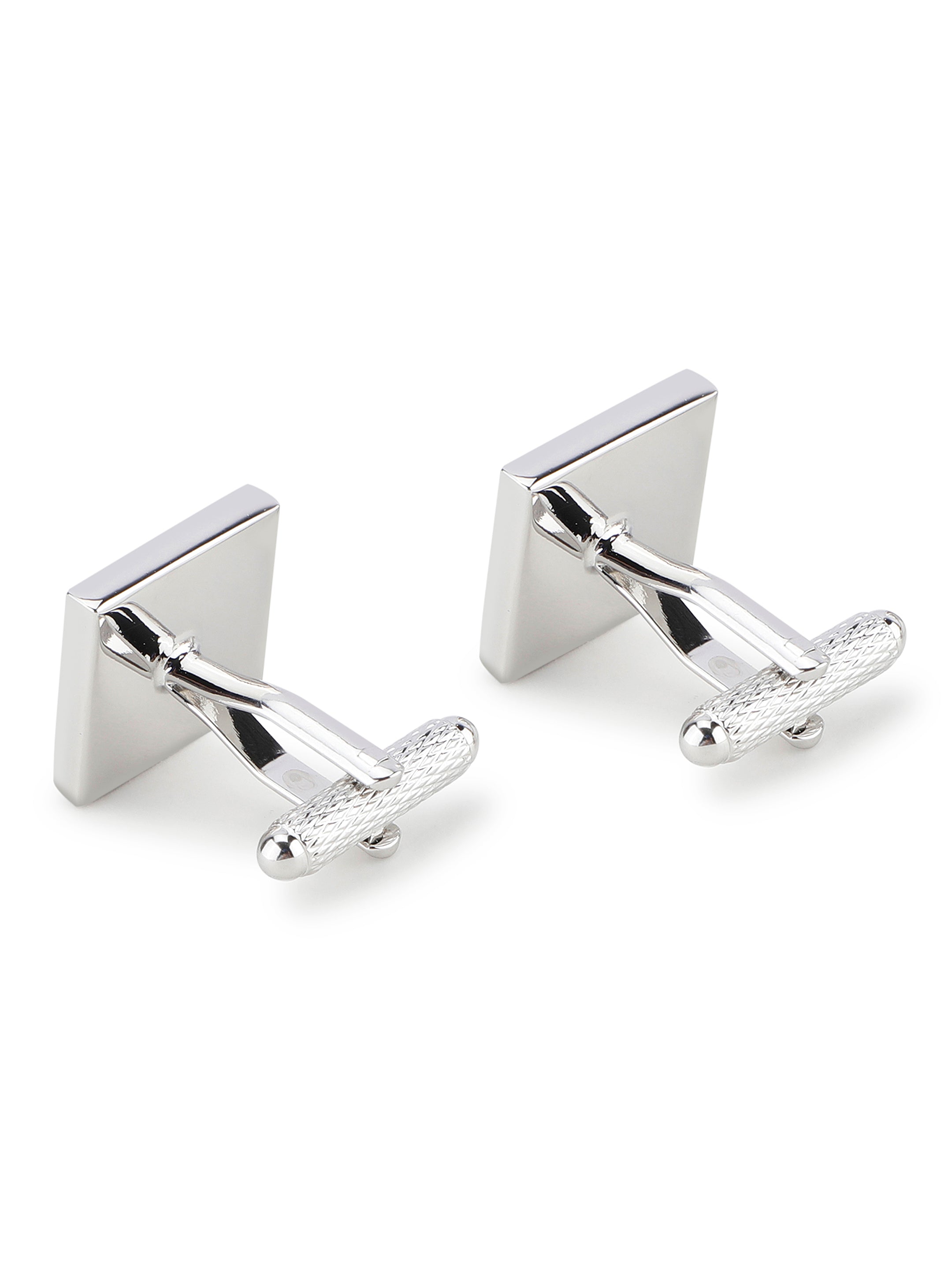 Silver & Red Grid Cufflink