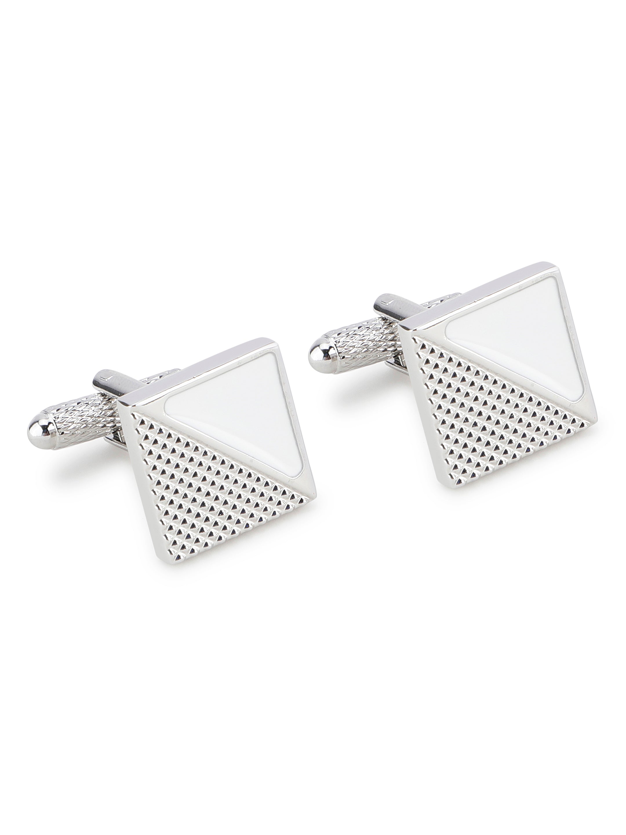 Silver & White Triangle Cufflink