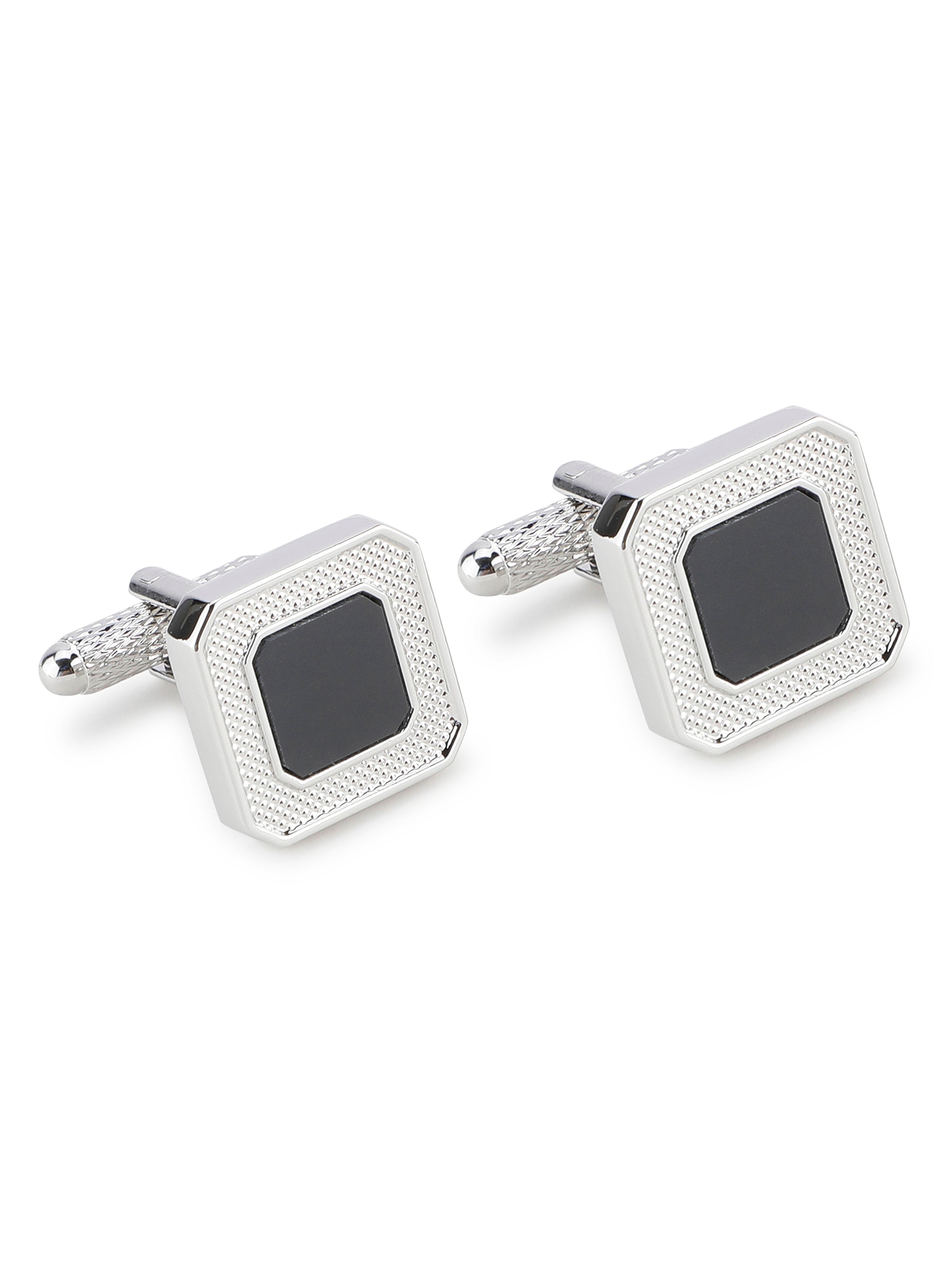 Silver & Black Geometric Cufflink