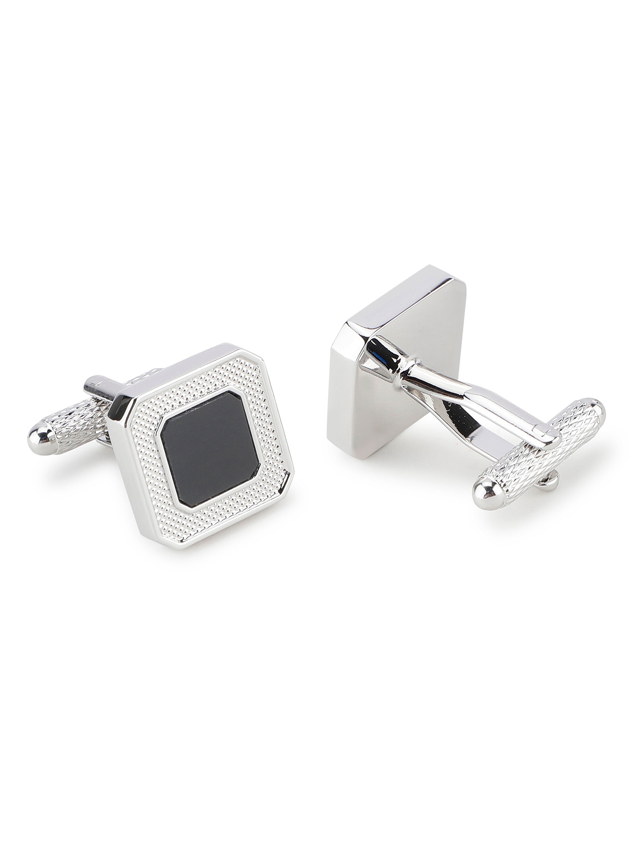 Silver & Black Geometric Cufflink