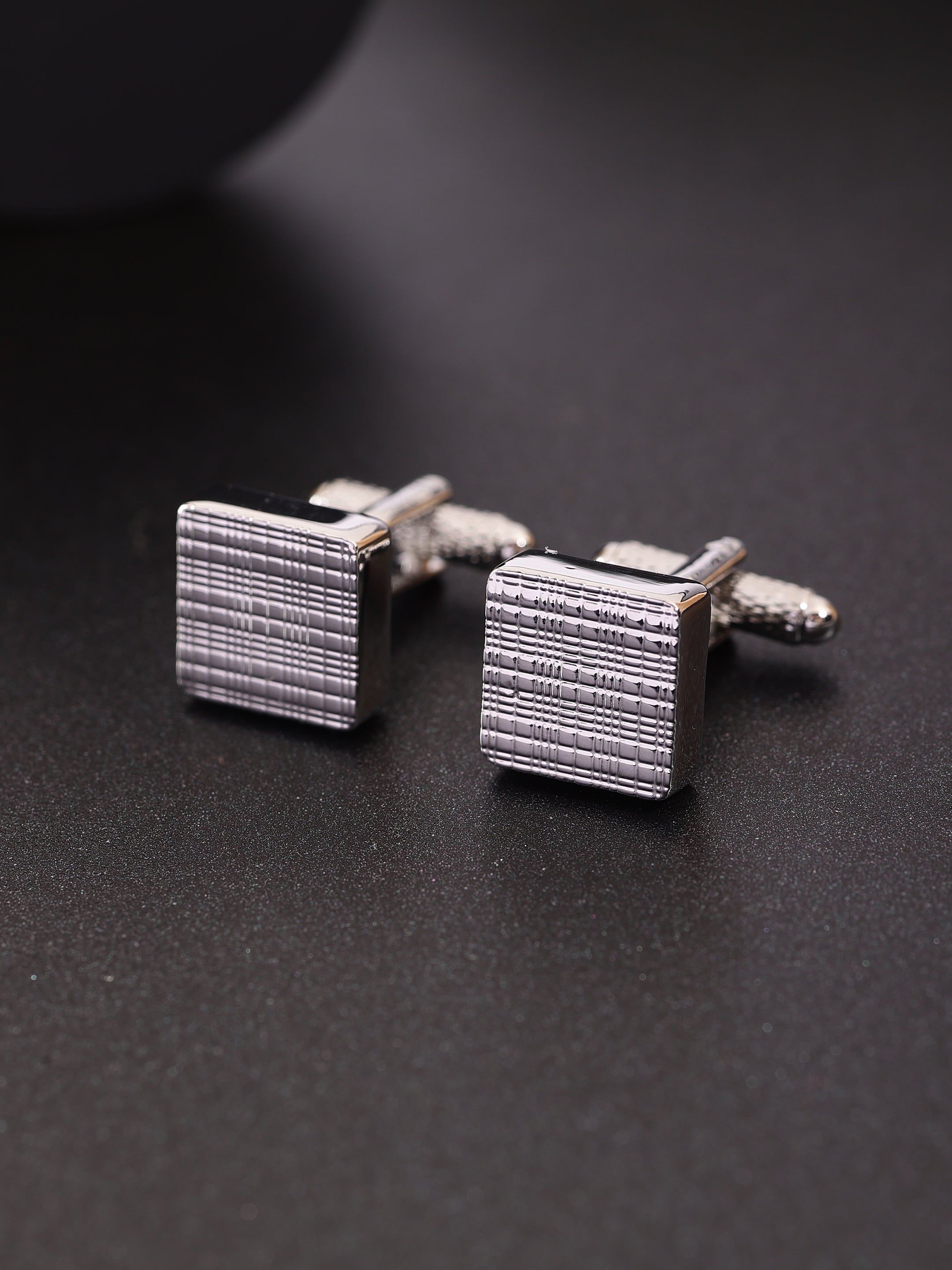 Silver Textured Square Cufflink