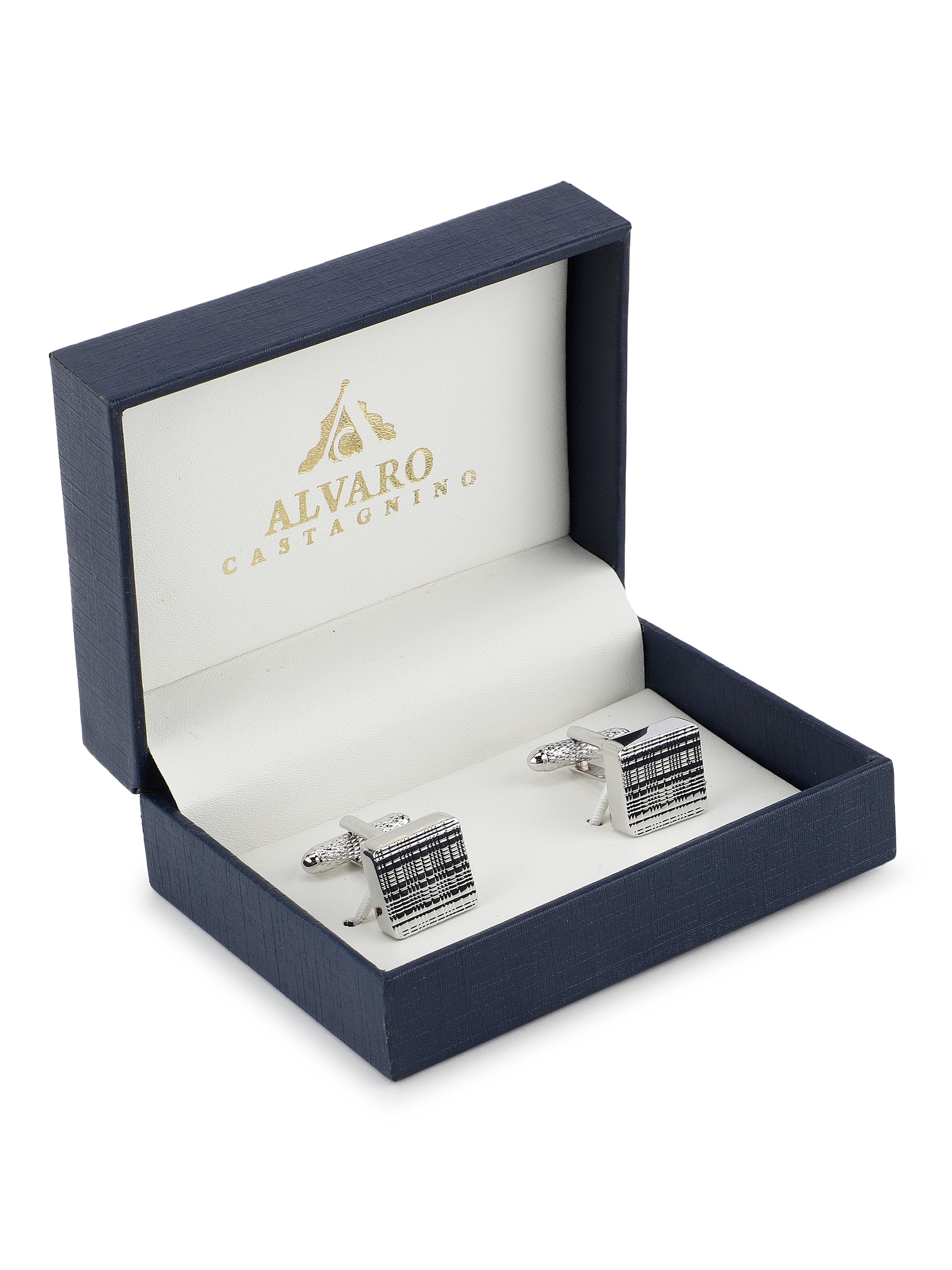 Silver Textured Square Cufflink