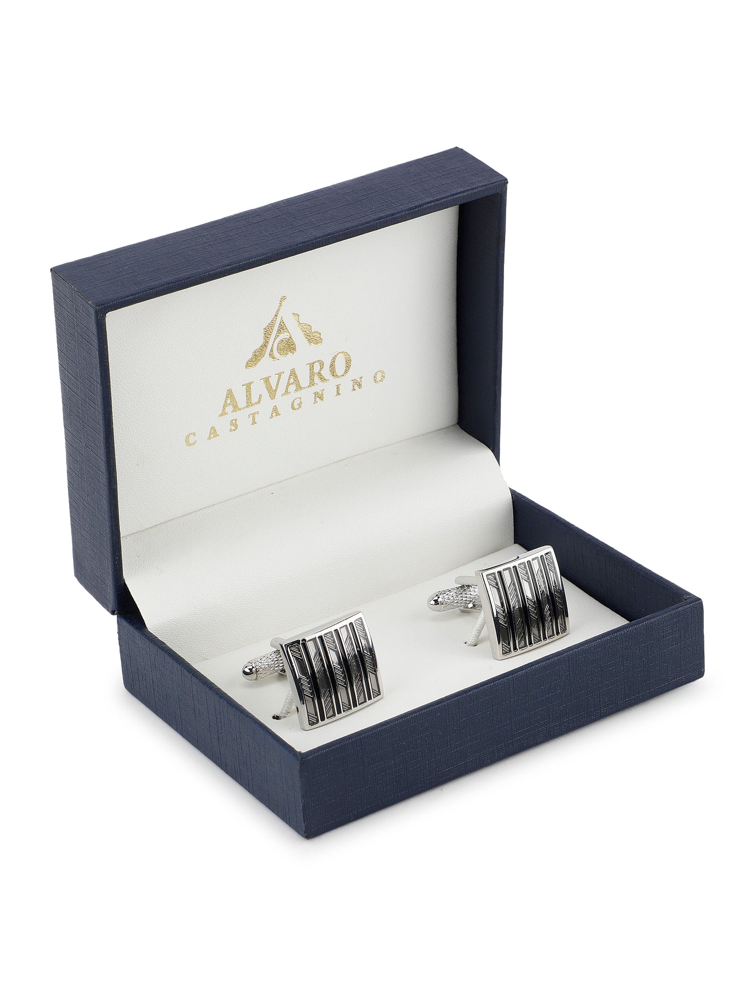 Alvaro Castagnino Silver & Black Coloured Cufflink for Men