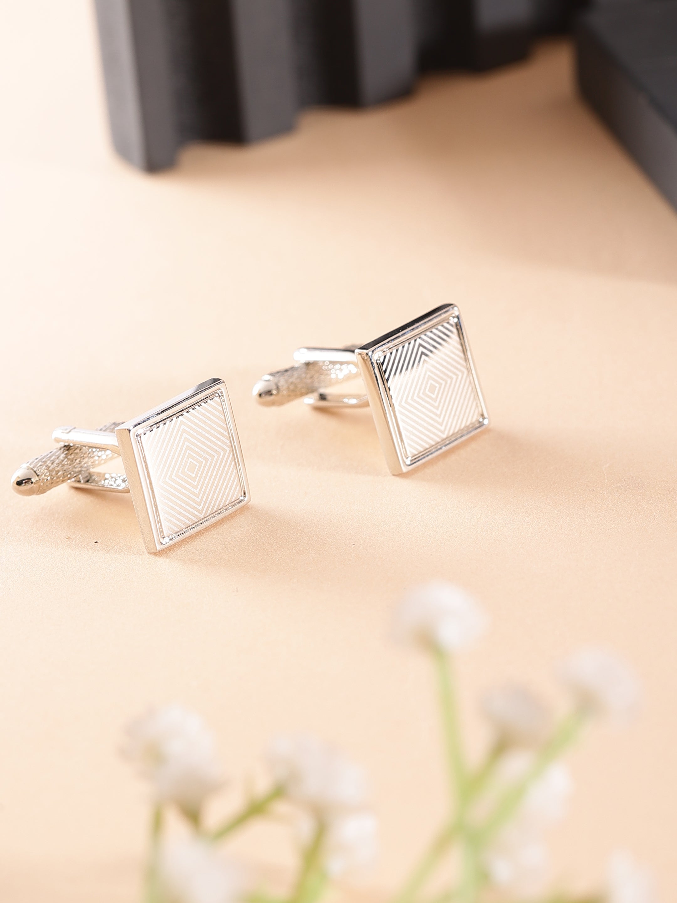 Square Engraved Designer Cufflink