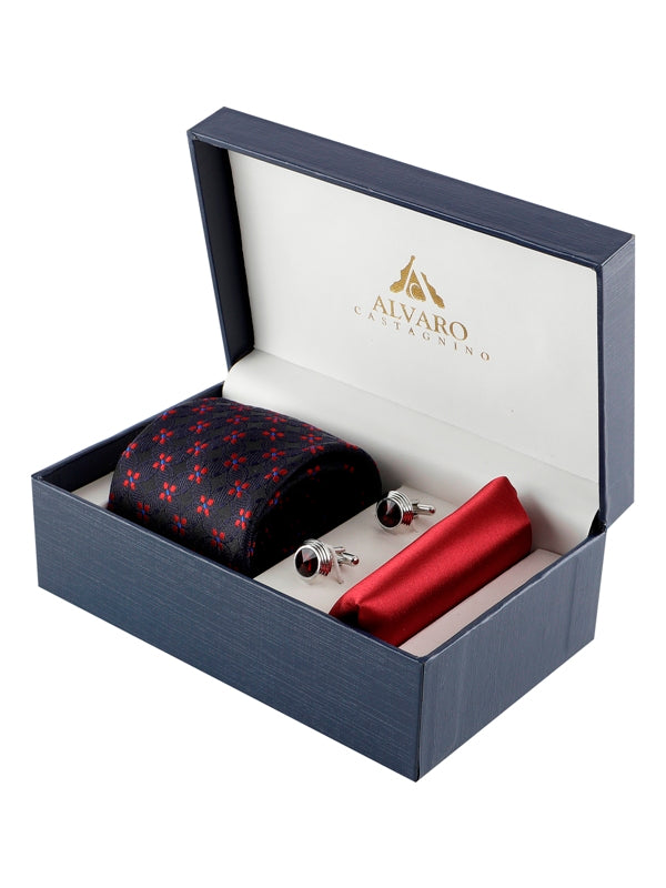 Alvaro Castagnino Men Blue & Maroon Set Of 3 Accessory Gift Set