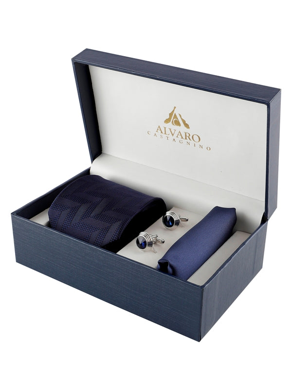 Chevron Textured Necktie Accessory Gift Set