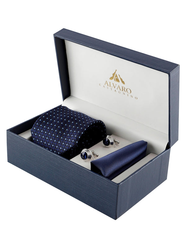 Micro-Diamond Textured Necktie Accessory Gift Set