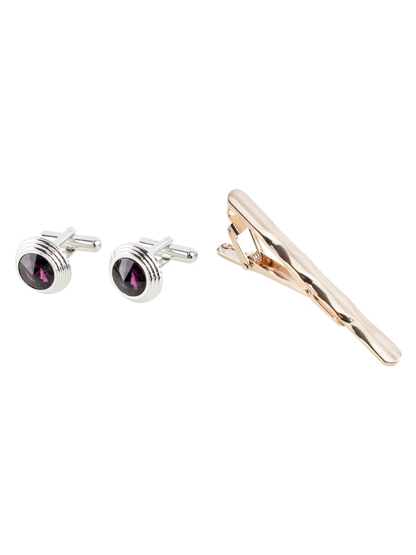 Alvaro Castagnino Men Black & Purple Set Of 4 Accessory Gift Set