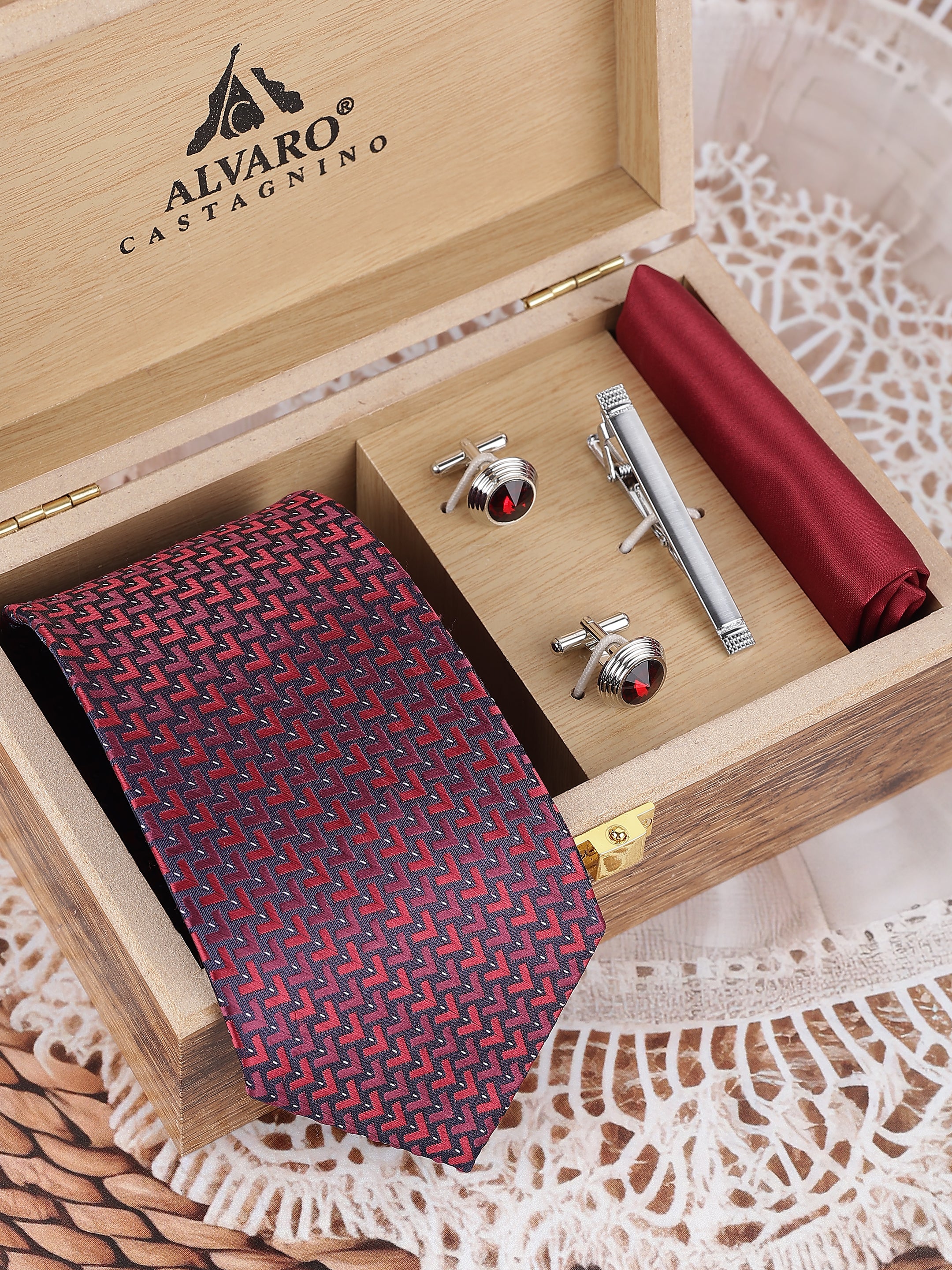 Maroon Chevron Gift Set