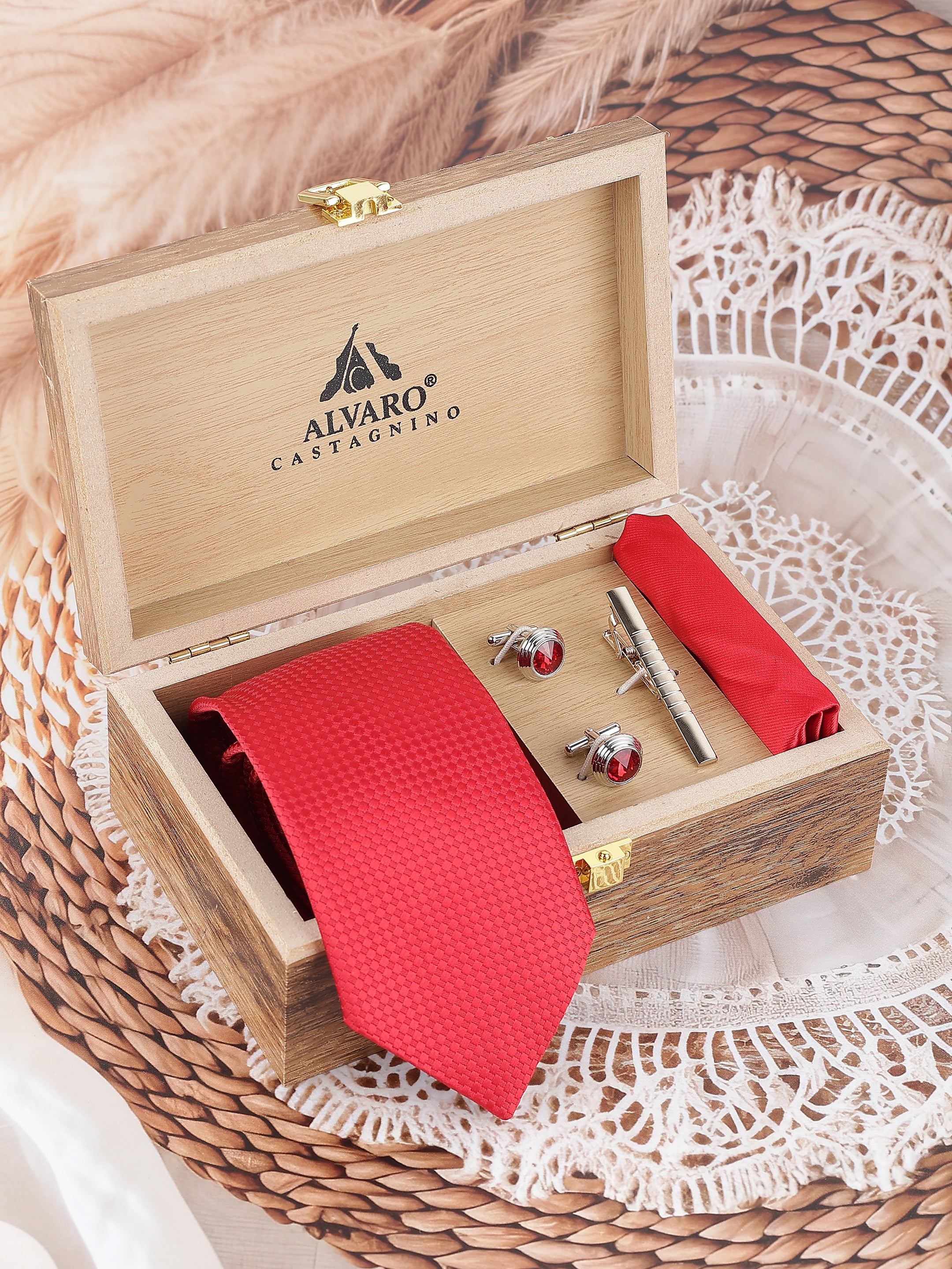Red Grid Texture Gift Set