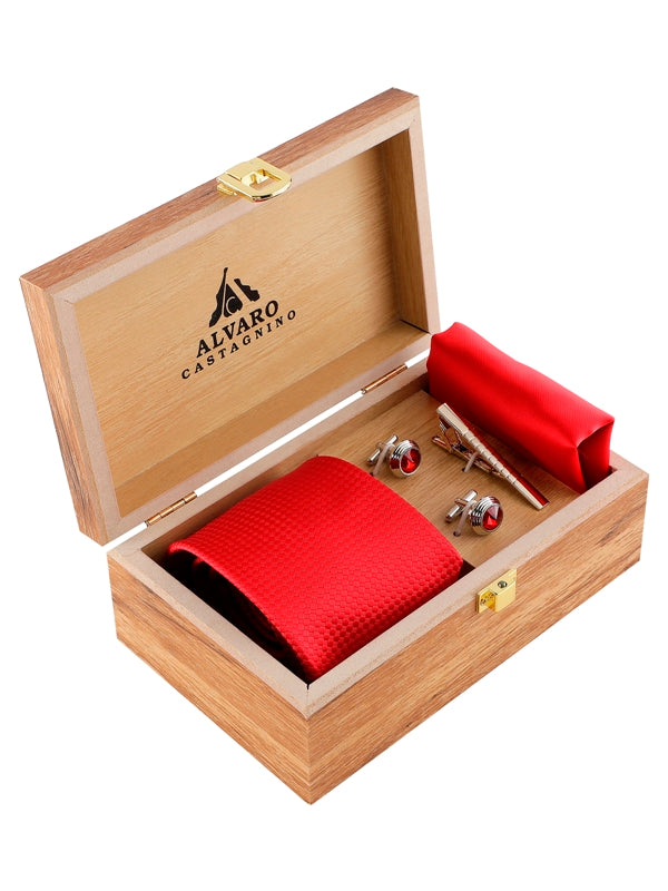 Alvaro Castagnino Men Red Set Of 4 Accessory Gift Set