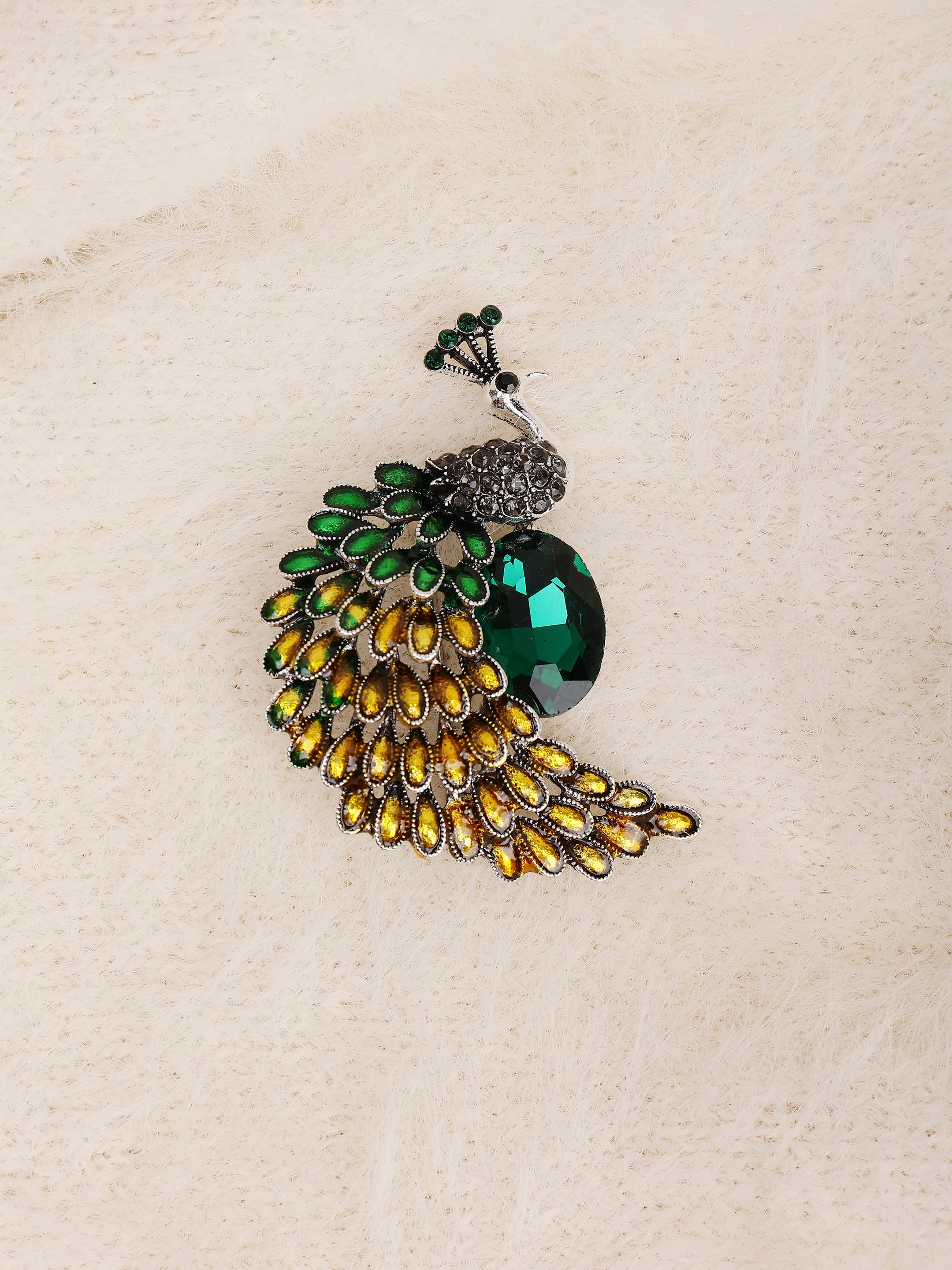 Imperial Peacock Crystal Brooch