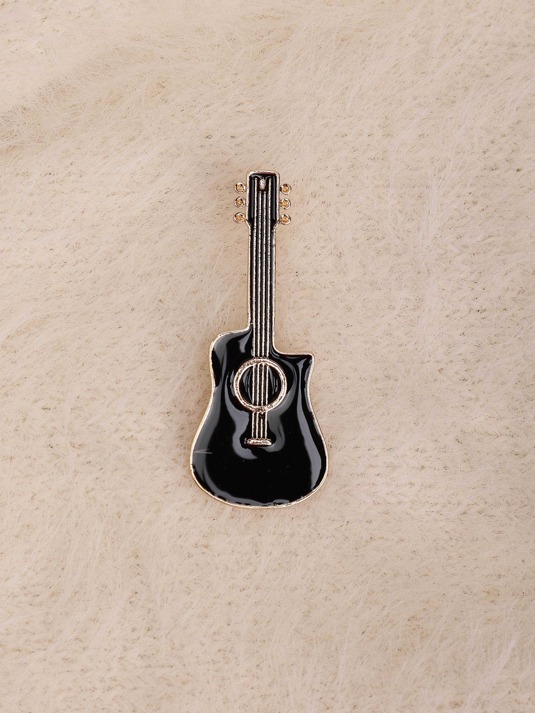 Onyx Black Acoustic Guitar Brooch