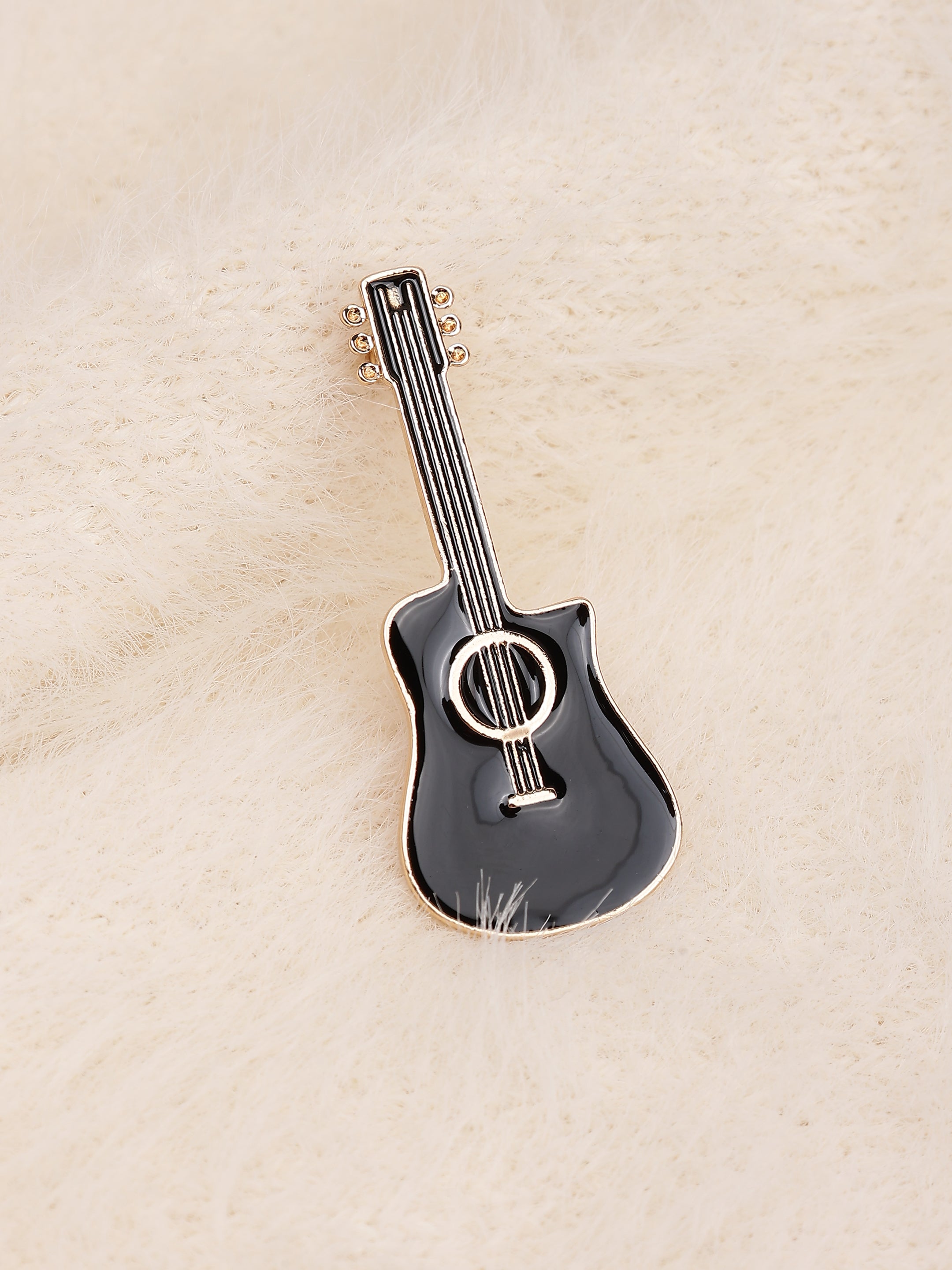 Onyx Black Acoustic Guitar Brooch