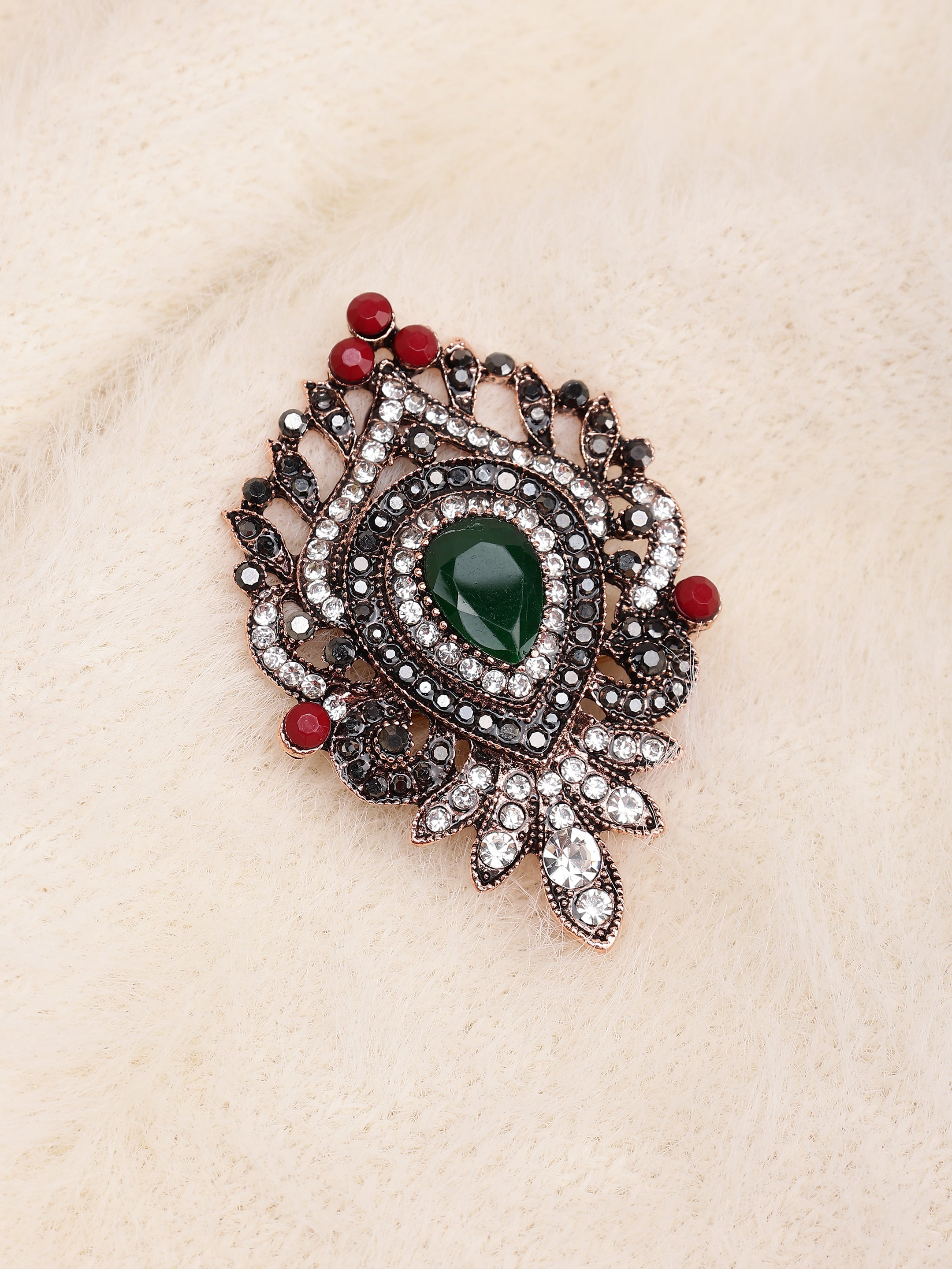 Vintage Shield Crystal Brooch