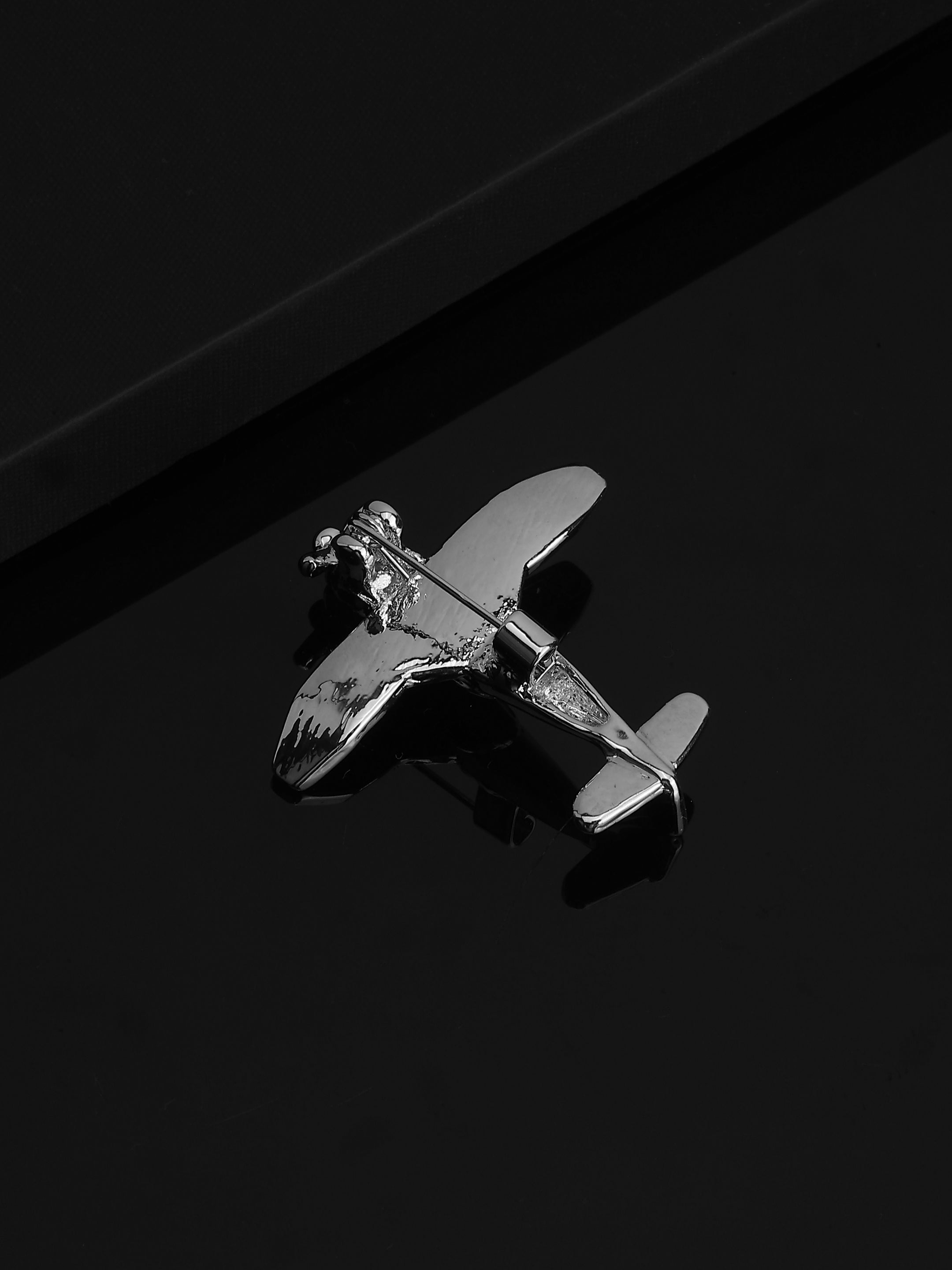 Silver-Tone Propeller Plane Brooch