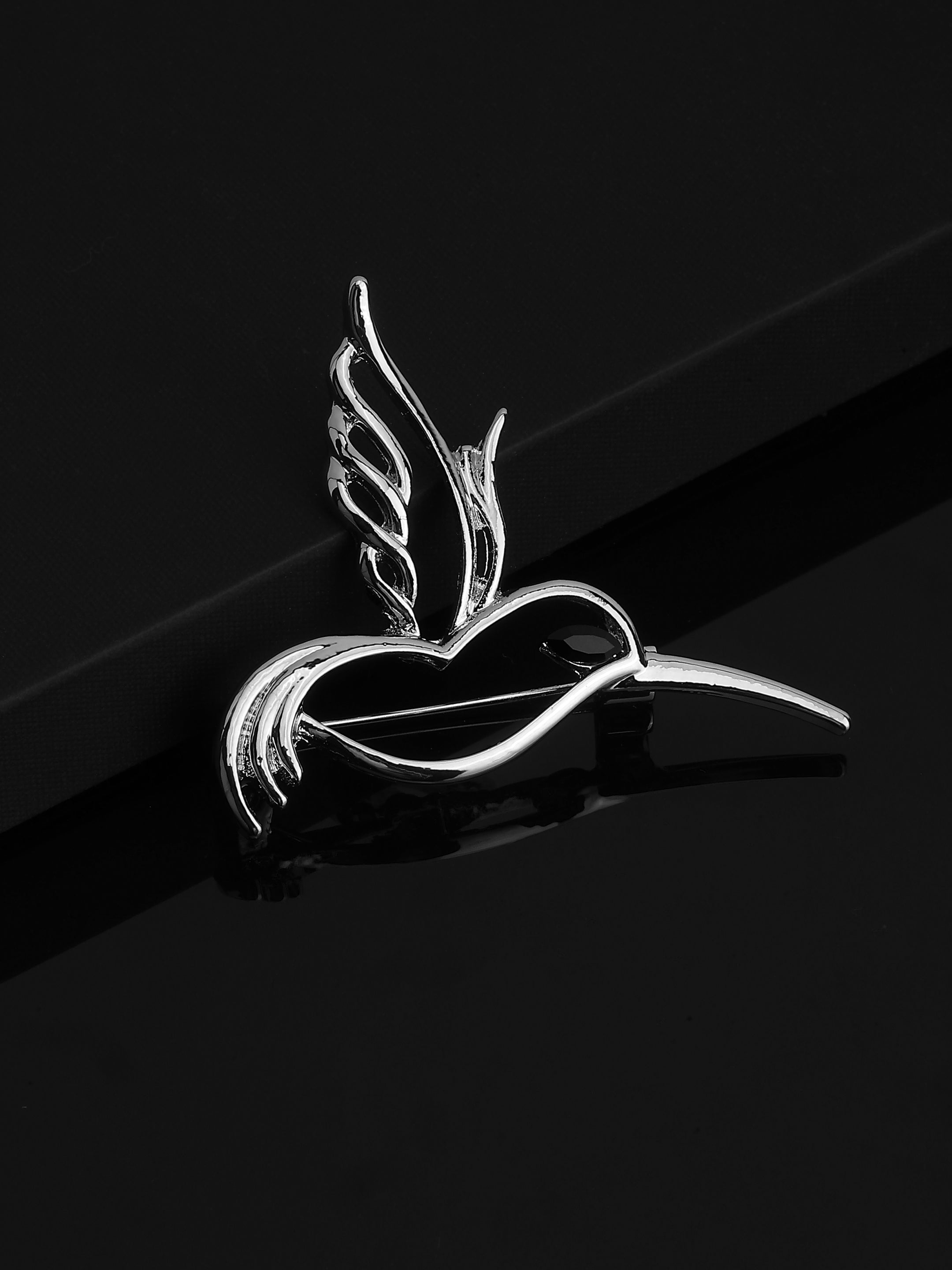 Polished Silver Hummingbird Brooch