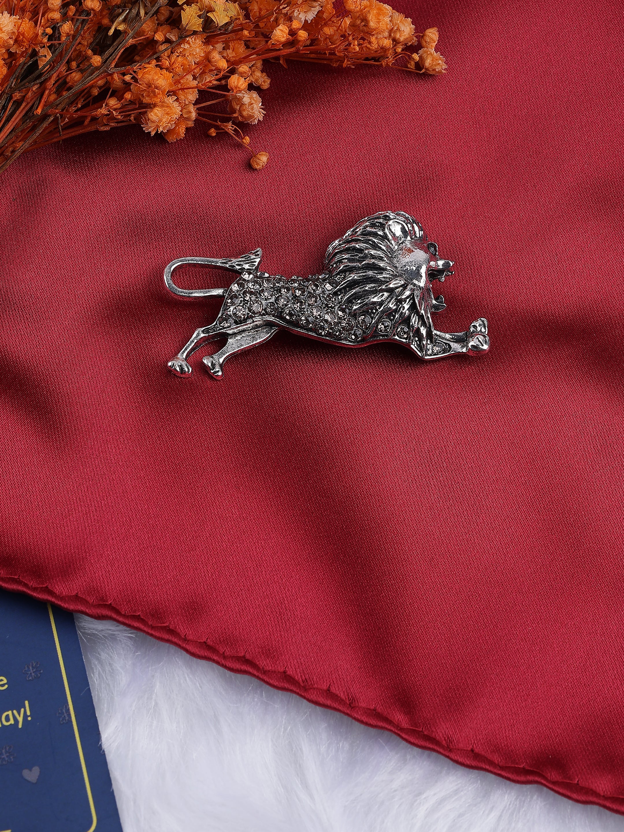 Silver Lion Brooch