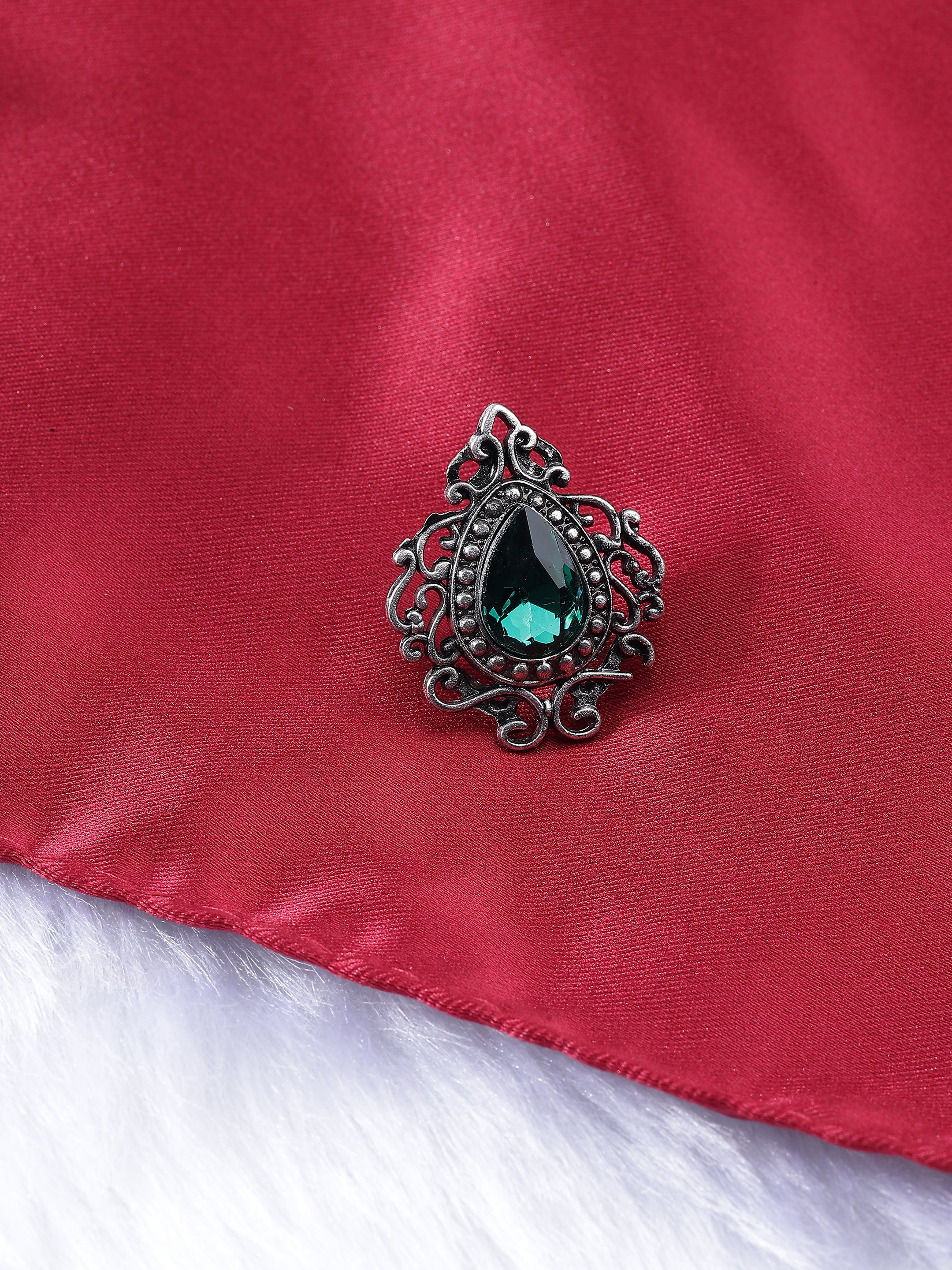 Emerald Green Teardrop Brooch