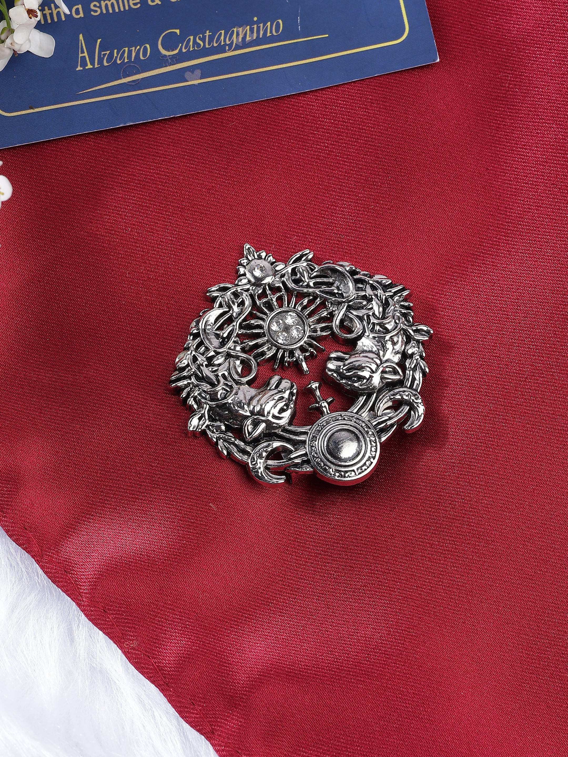 Celestial Sun & Shield Wreath Brooch