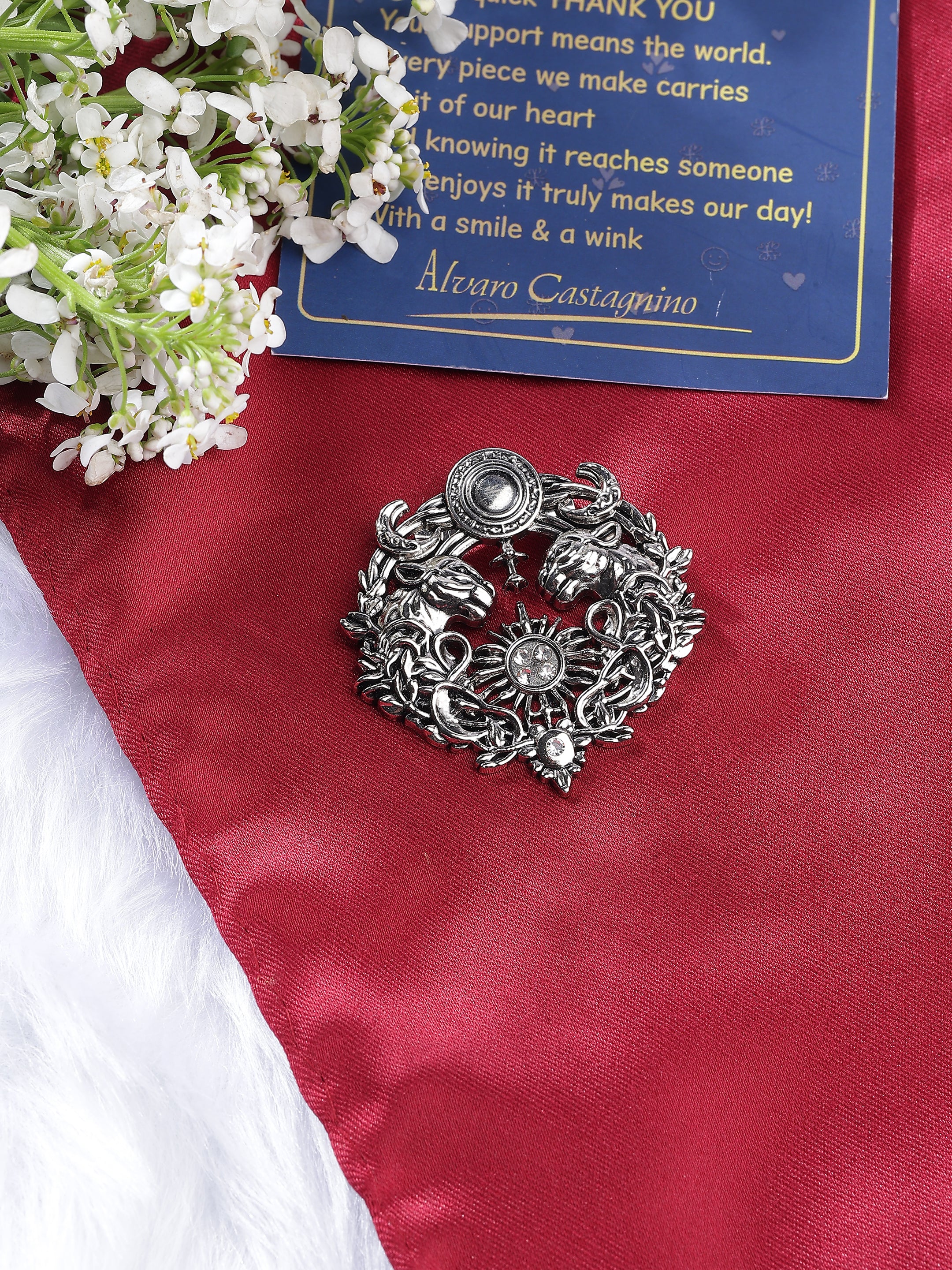 Celestial Sun & Shield Wreath Brooch