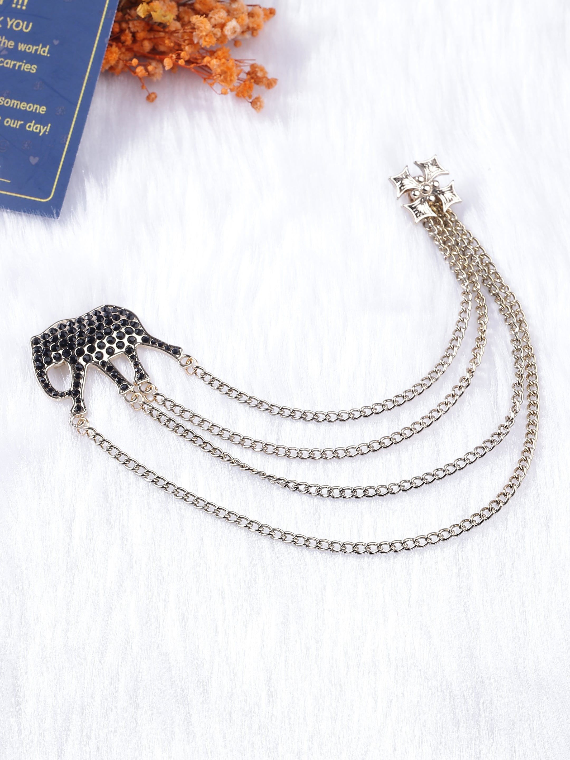 Black Elephant Multi-Chain Brooch