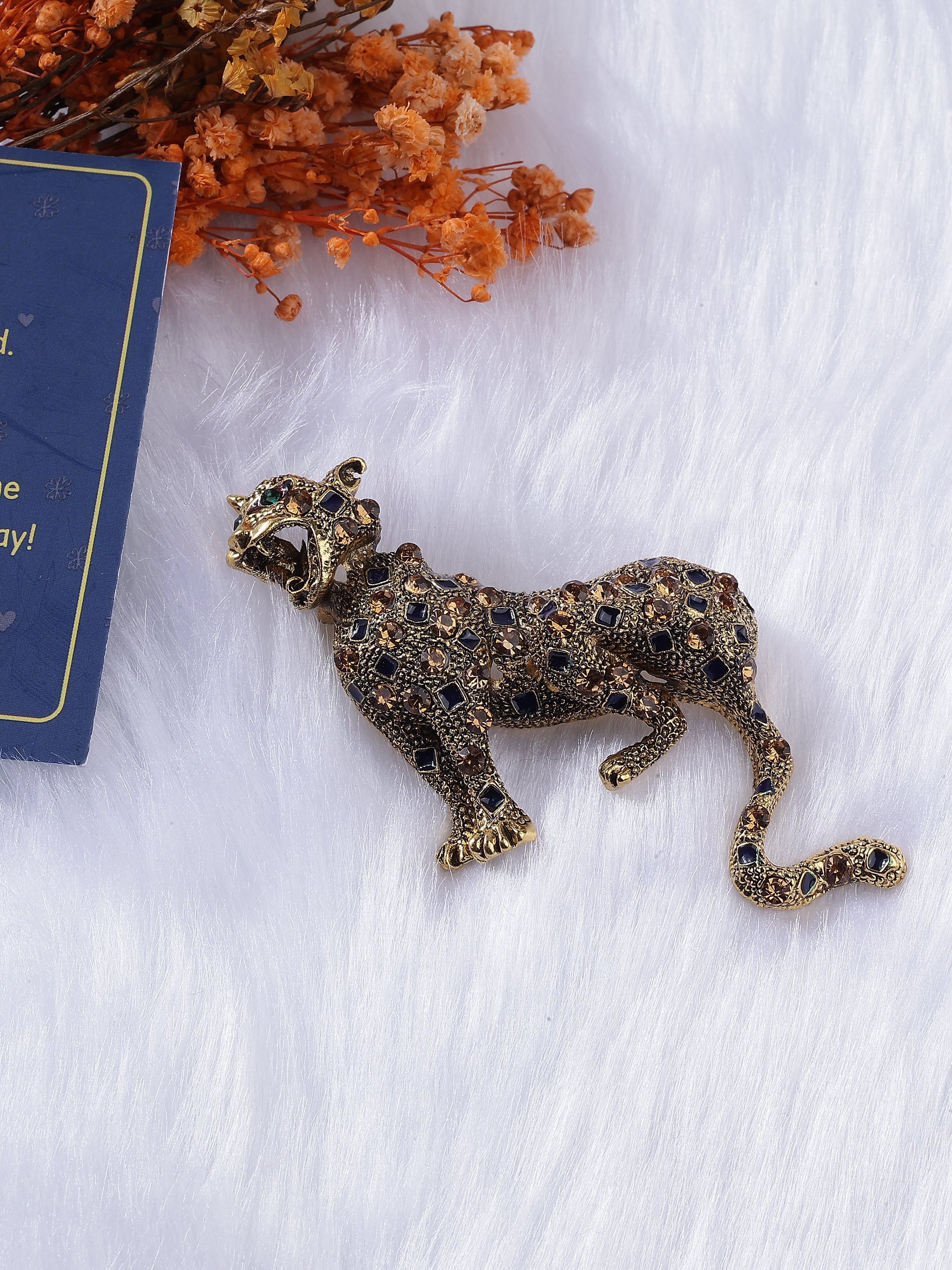 Pouncing Tiger Ring Brooch