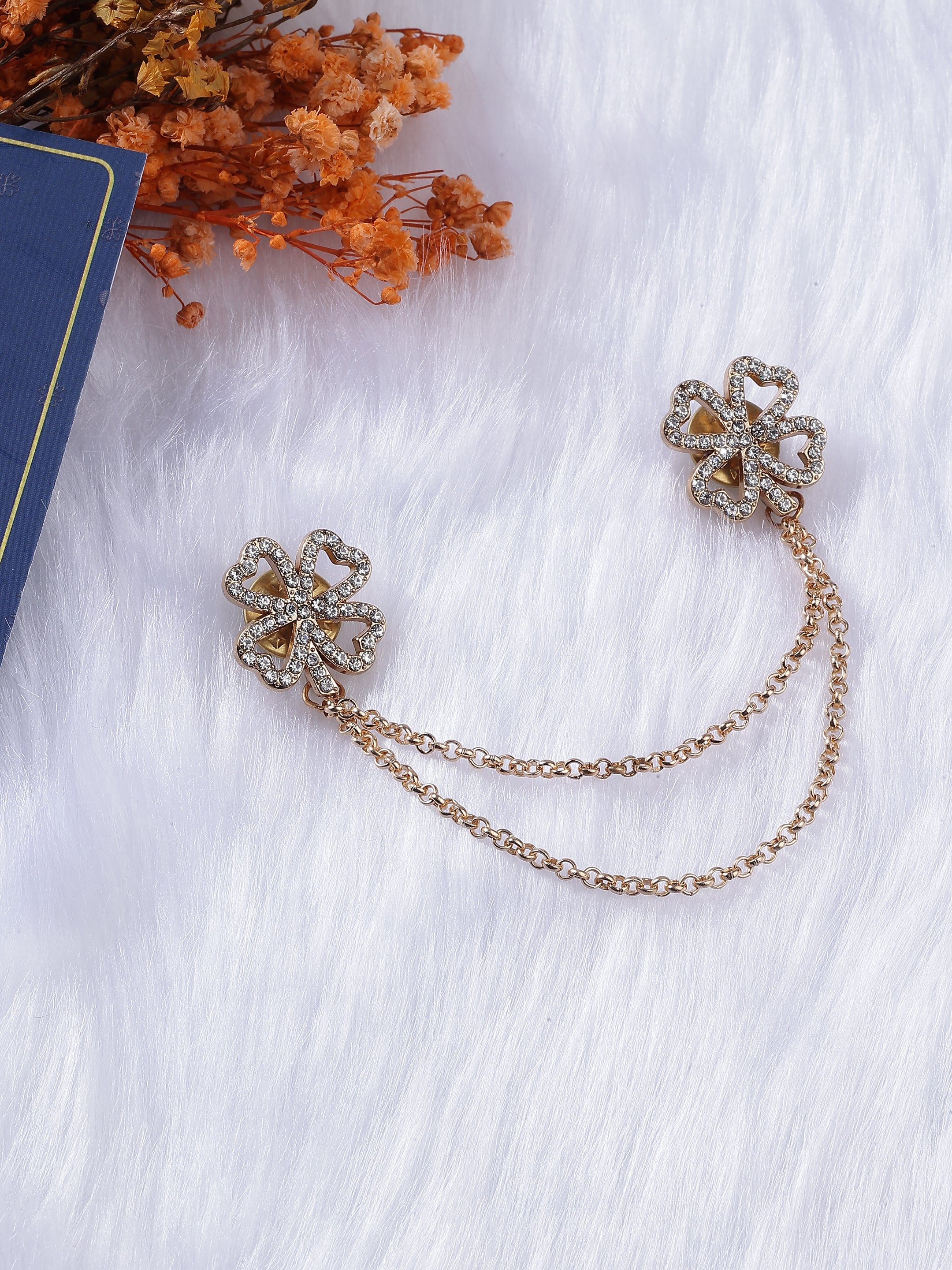 Dual Crystal Clover Collar Chain