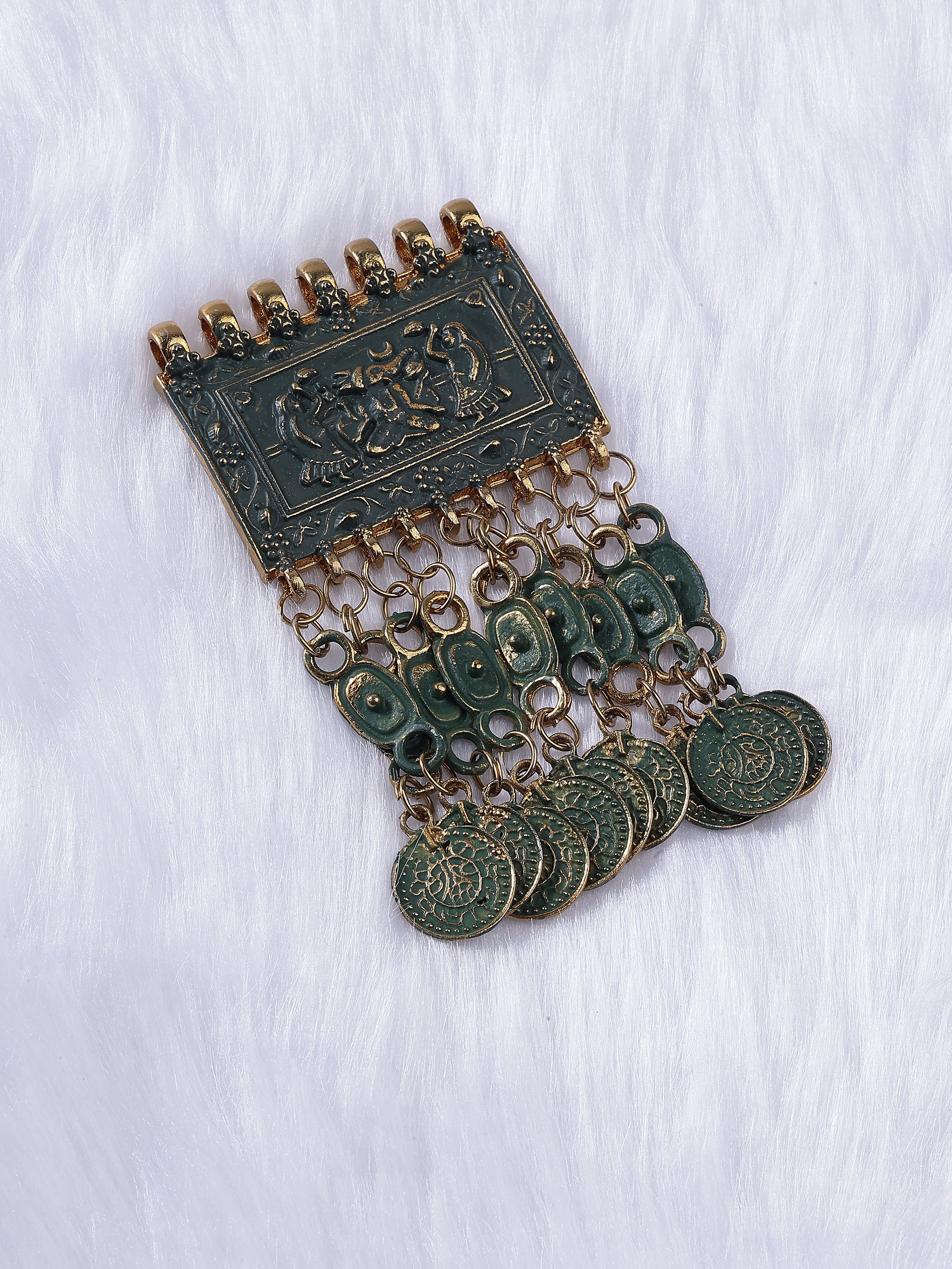 Verdigris Tribal Tassel Brooch