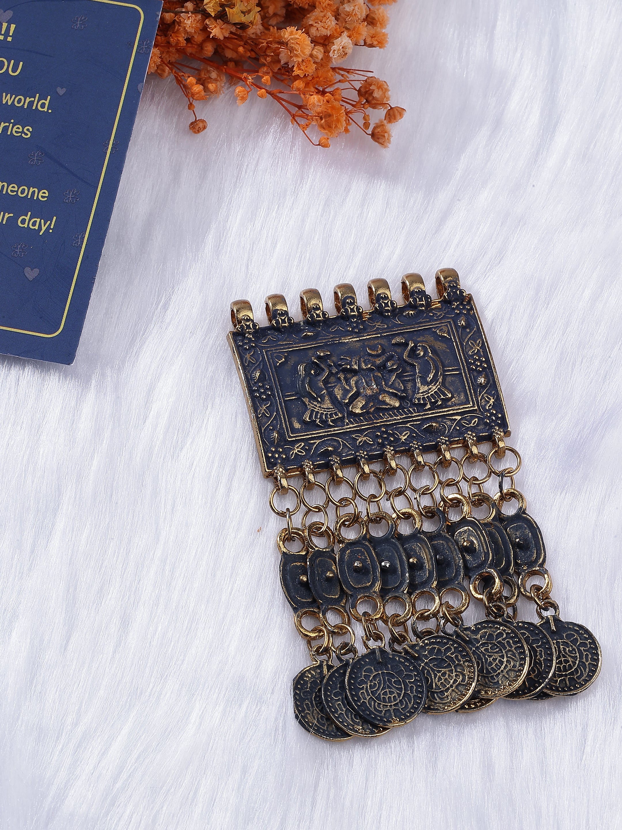 Midnight Black Tribal Tassel Brooch