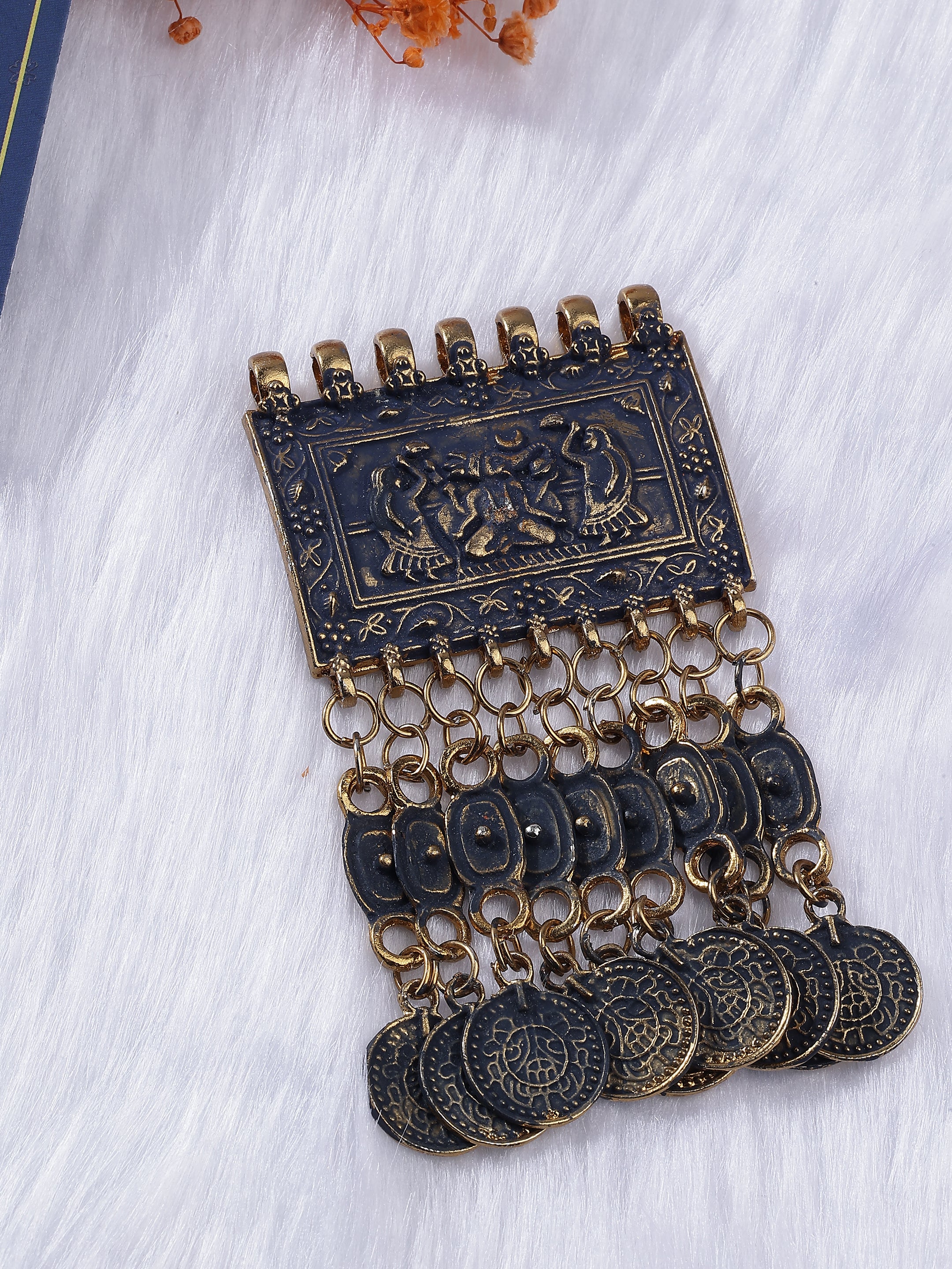 Midnight Black Tribal Tassel Brooch