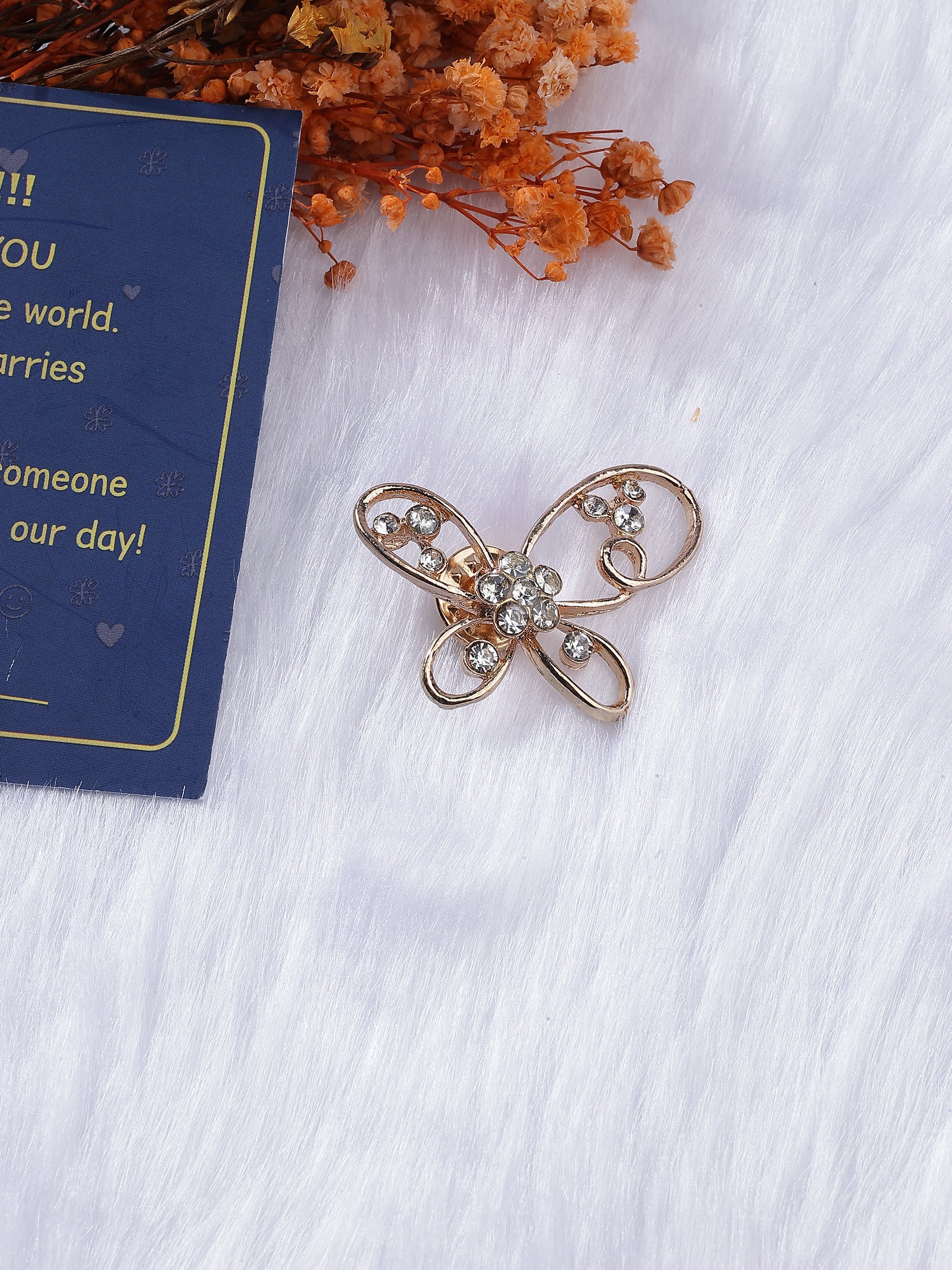 Golden Butterfly Crystal Brooch
