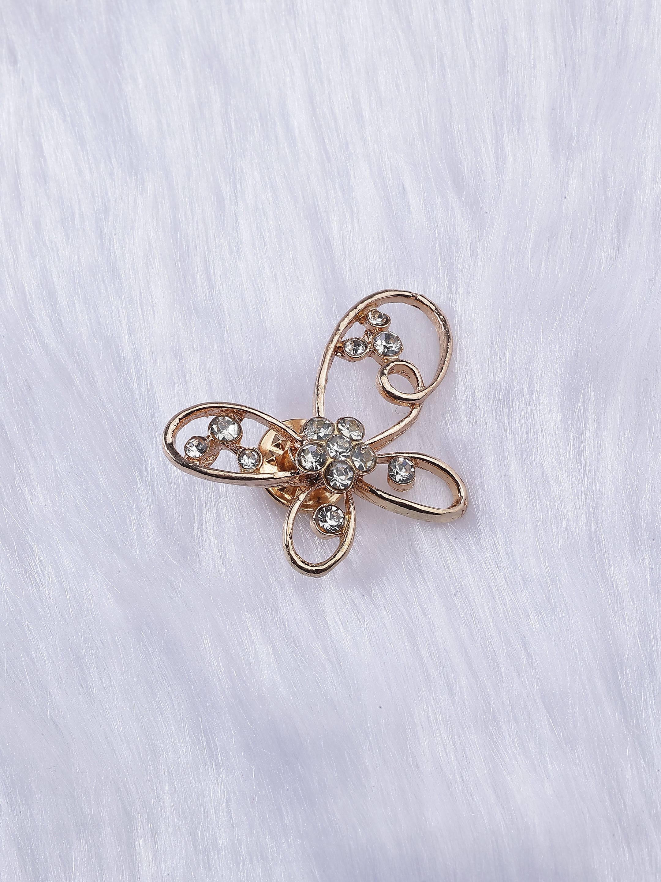 Golden Butterfly Crystal Brooch