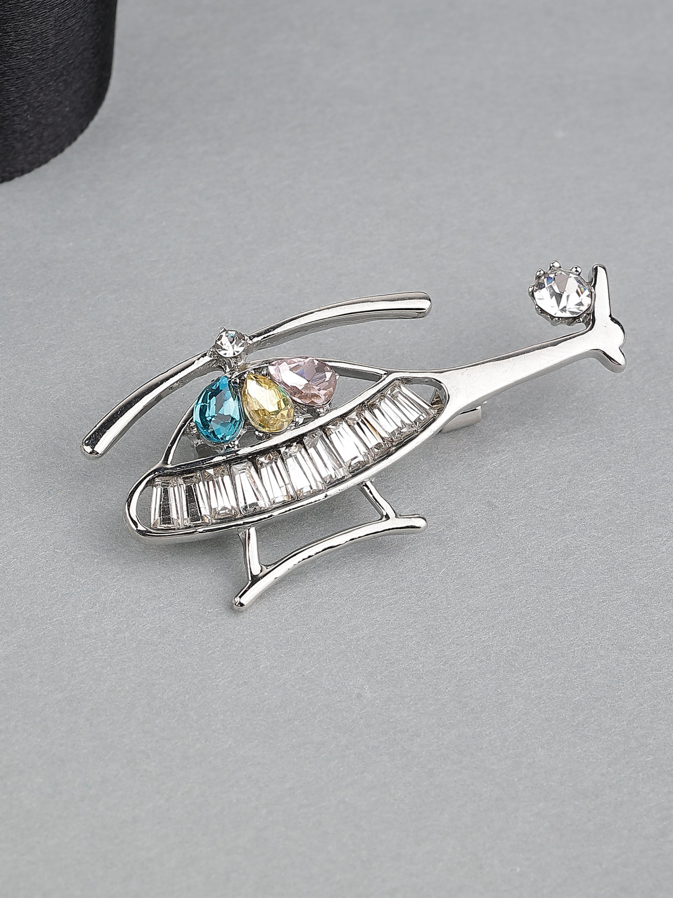 Helicopter Design Stone Studded Brooch